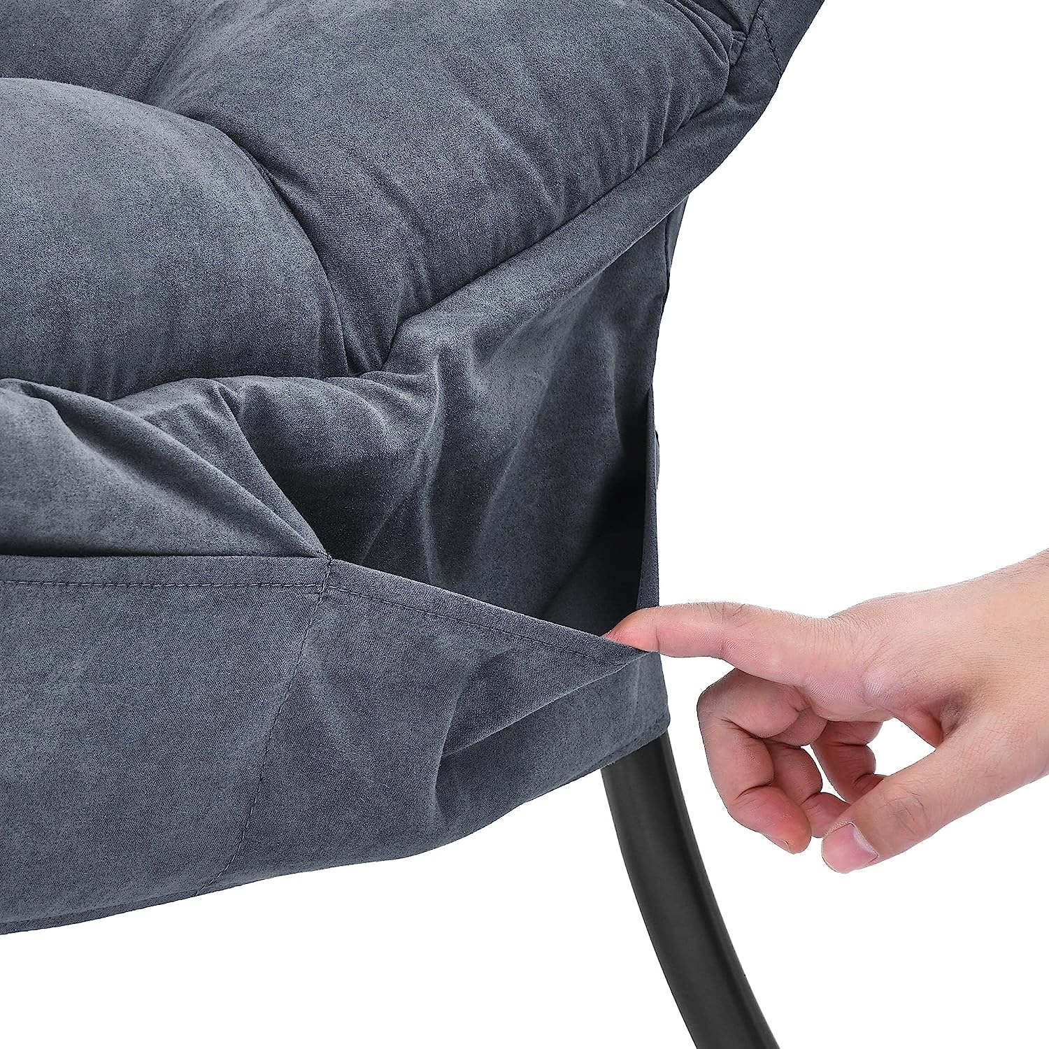 Living and More High Back Sofa Chair, Modern Fabric Lazy Chair, Accent Contemporary Lounge Chair, Cool Grey