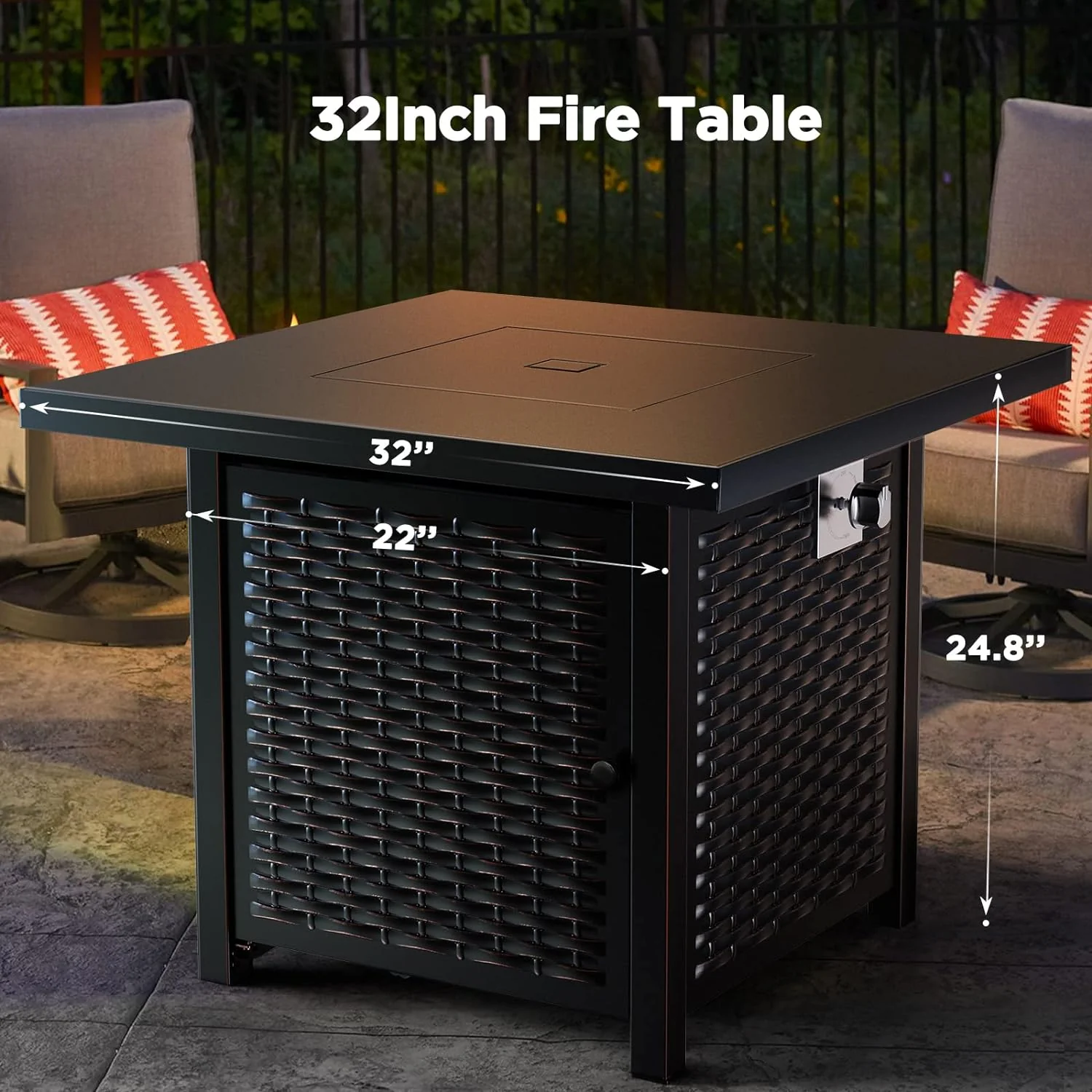 Gas Fire Pit Table, 50,000 BTU Outdoor Propane Fire Pit
