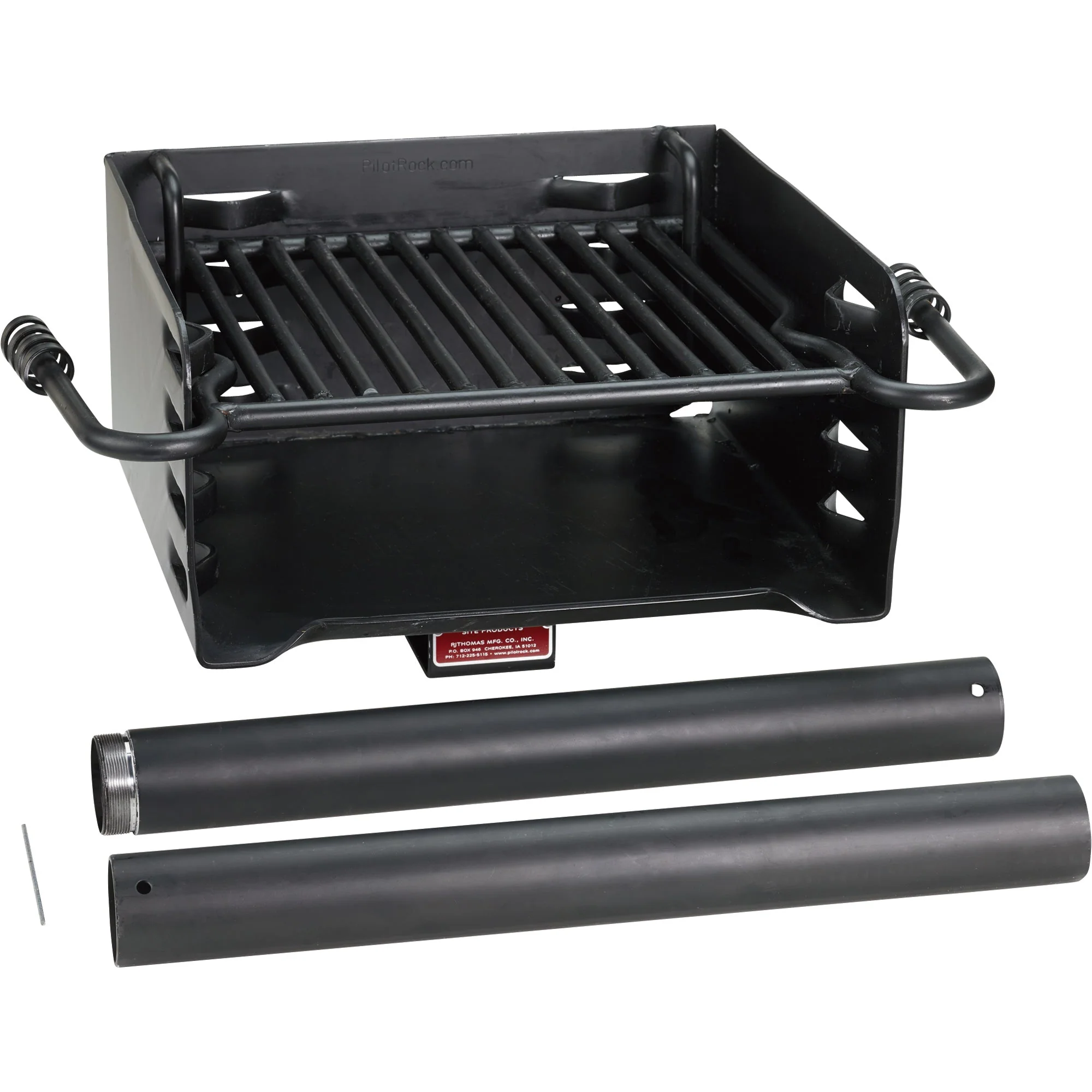 Pilot Rock Park Style Steel Outdoor BBQ Charcoal Grill and Post, Black