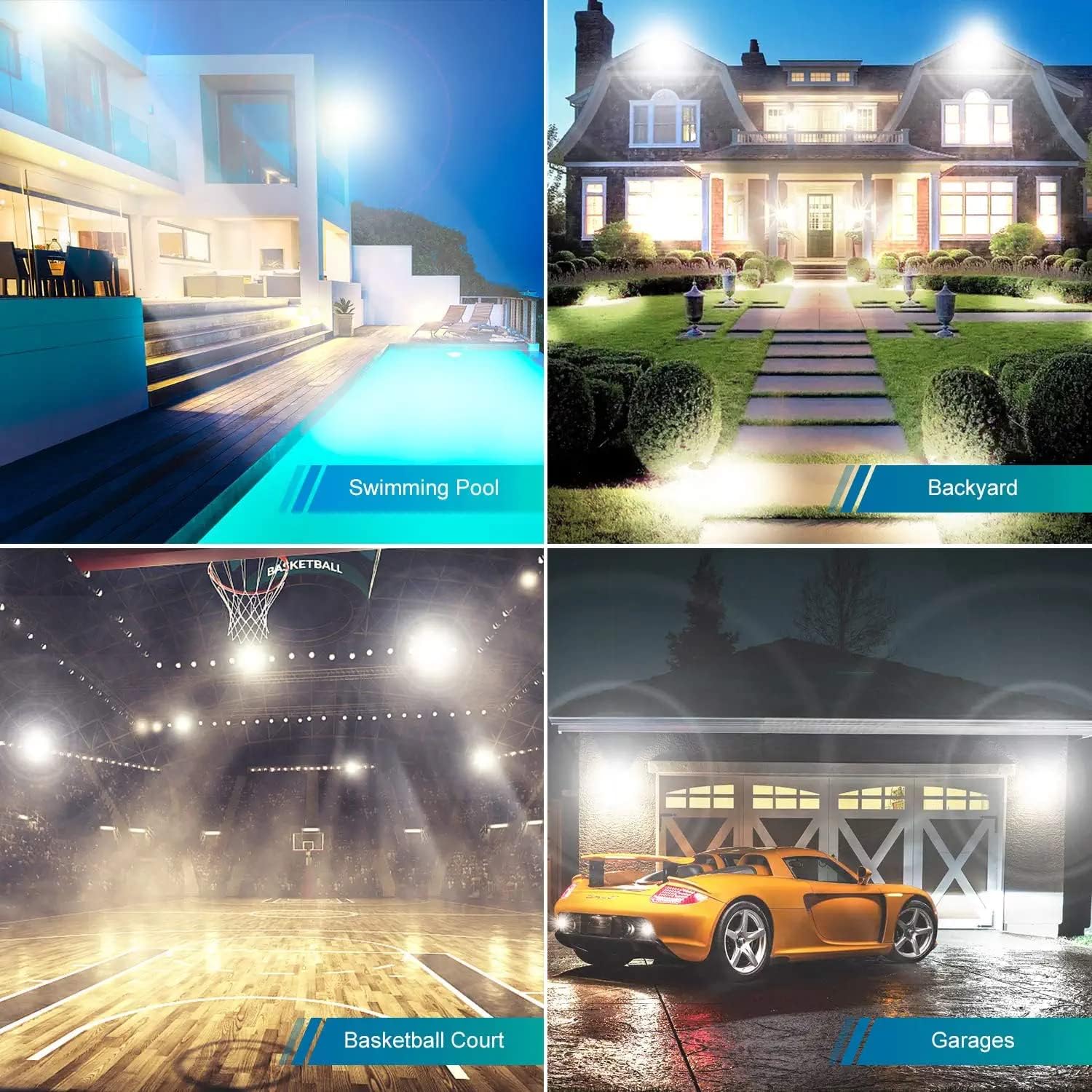 3 Pack 200W LED Flood Light,Super Bright Exterior Security Lights With Plug,IP66 Waterproof Outdoor Flood Light, 22800lm 5000K Daylight White Floodlight for Yard, Garden,Basketball Court, Arena