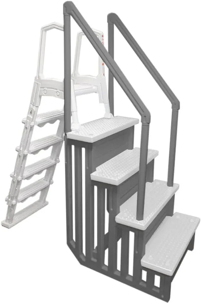 Select Anti-Slip in-Pool Steps | Gray | for Above Ground Swimming Pools | Can Mount to Decks 48