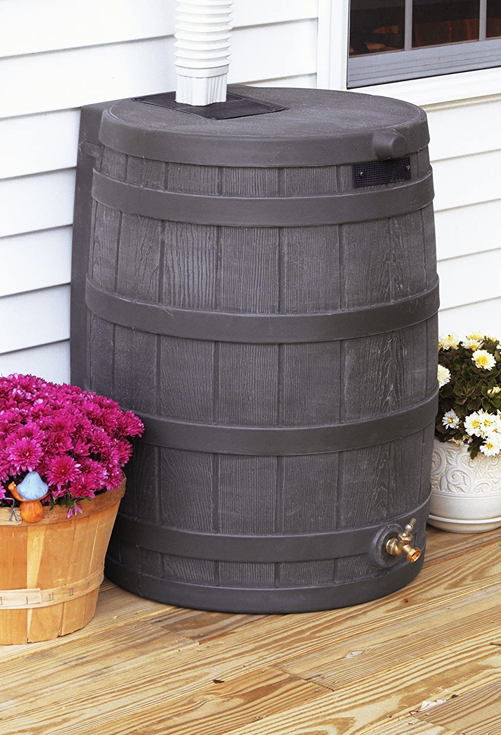 Good Ideas Rain Wizard 50 Gallon Plastic Outdoor Home Rain Barrel Water Storage Collector