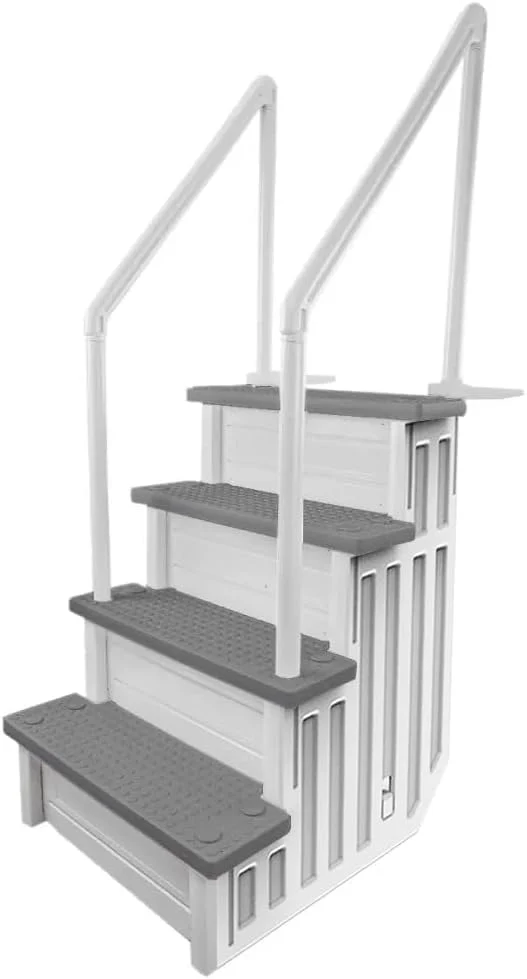 Select Anti-Slip in-Pool Steps | Gray | for Above Ground Swimming Pools | Can Mount to Decks 48