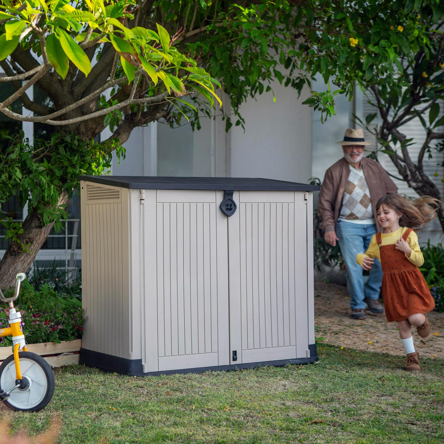 Keter Store-It-Out Midi 30-Cu Ft All-Weather Resin Storage Shed, Beige