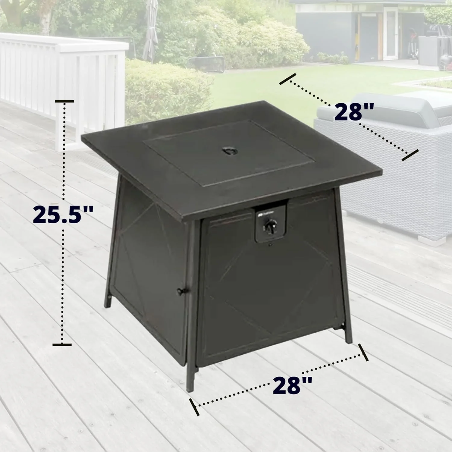 Four Seasons Patio Dual Heat 50,000 BTU Square Gas Fire Pit