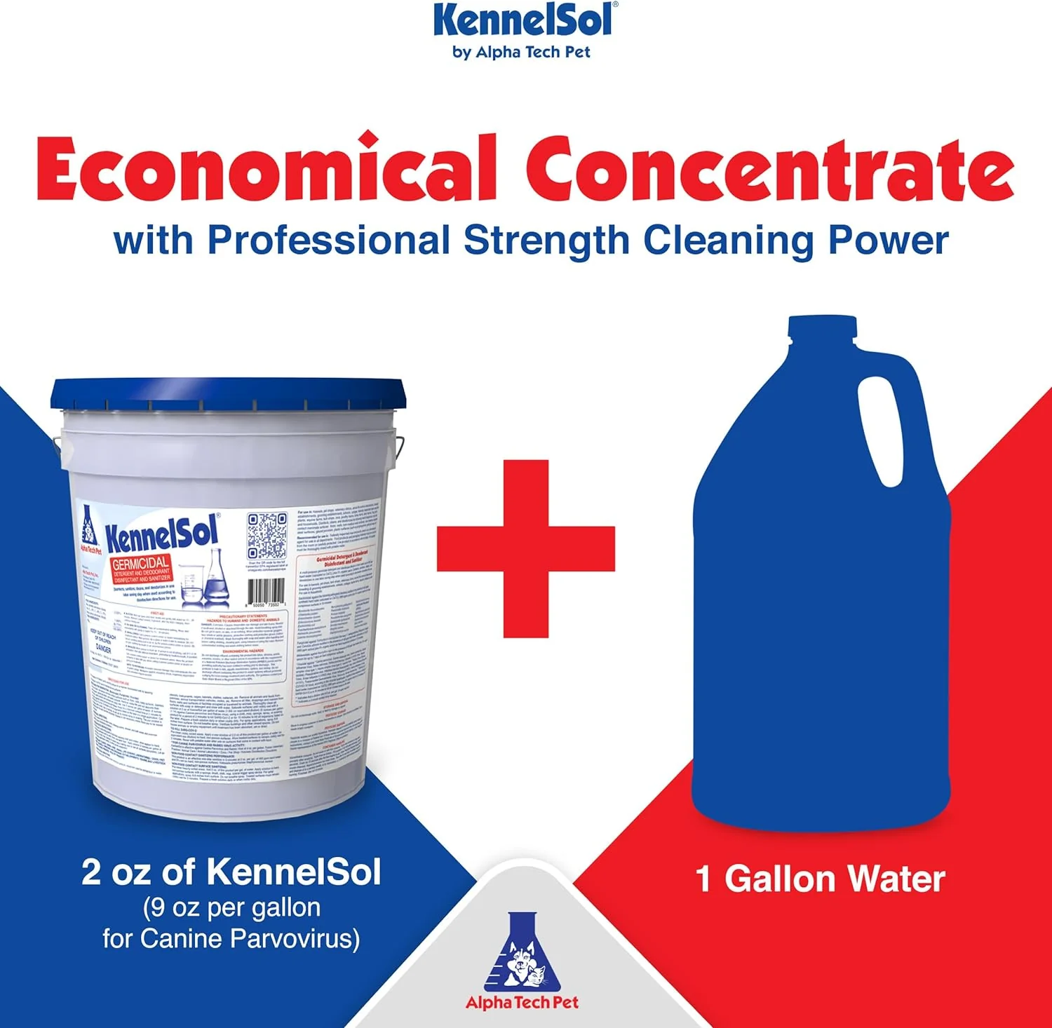 1-Step Kennel Cleaner - EPA Registered Liquid Concentrate Disinfectant and Deodorizer, Effective Against Bacteria and Viruses - 5 Gallons by Alpha Tech Pet