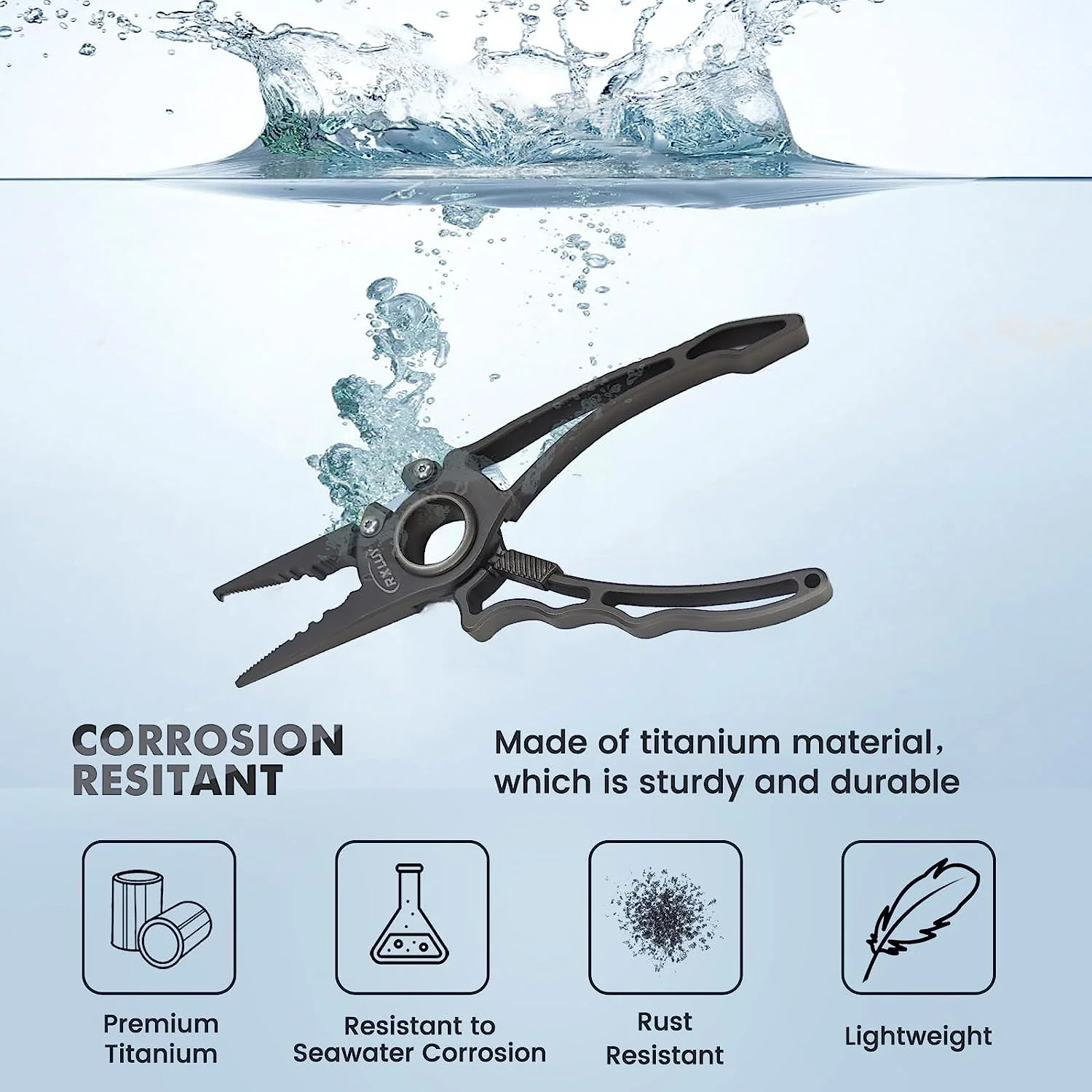RXLUY Titanium Fishing Pliers, Premium Saltwater Fishing Gear, Tungsten Cutters, Split Ring Hook Remover, Knot Tying Tool with Lanyard, Ice Fishing, Sea Fishing Kit Gifts for Men