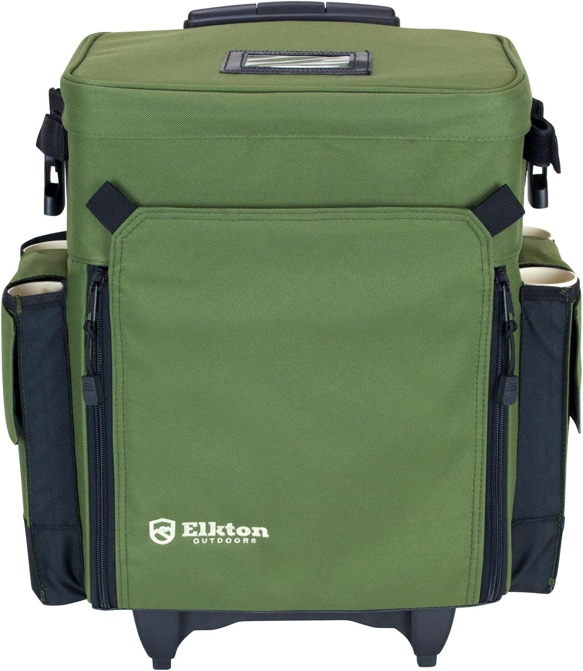 Elkton Outdoors Rolling Tackle Box with Wheels - Waterproof Rolling Fishing Backpack, 5 Removable Tackle Trays, 4 Rod Holders, Fishing Gifts for Men, Fish Tackle Bag, Roller Tackle Box