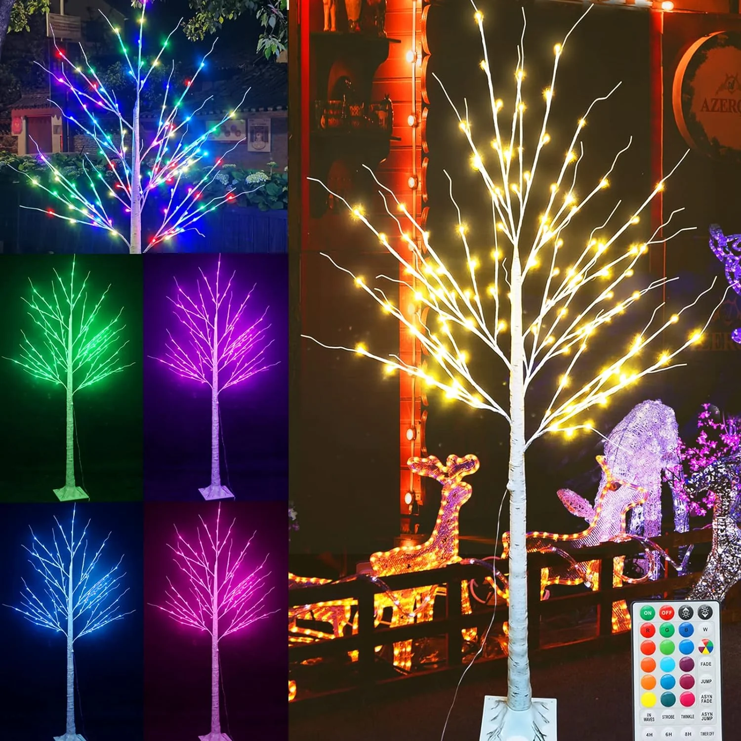 7ft 150 LED Colorful Birch Tree with Remote Control