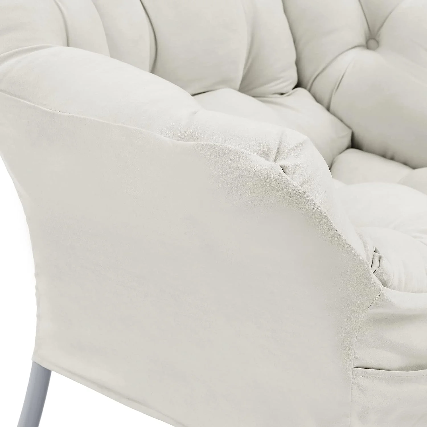 Living and More High Back Sofa Chair, Modern Fabric Lazy Chair, Accent Contemporary Lounge Chair, Cool Grey