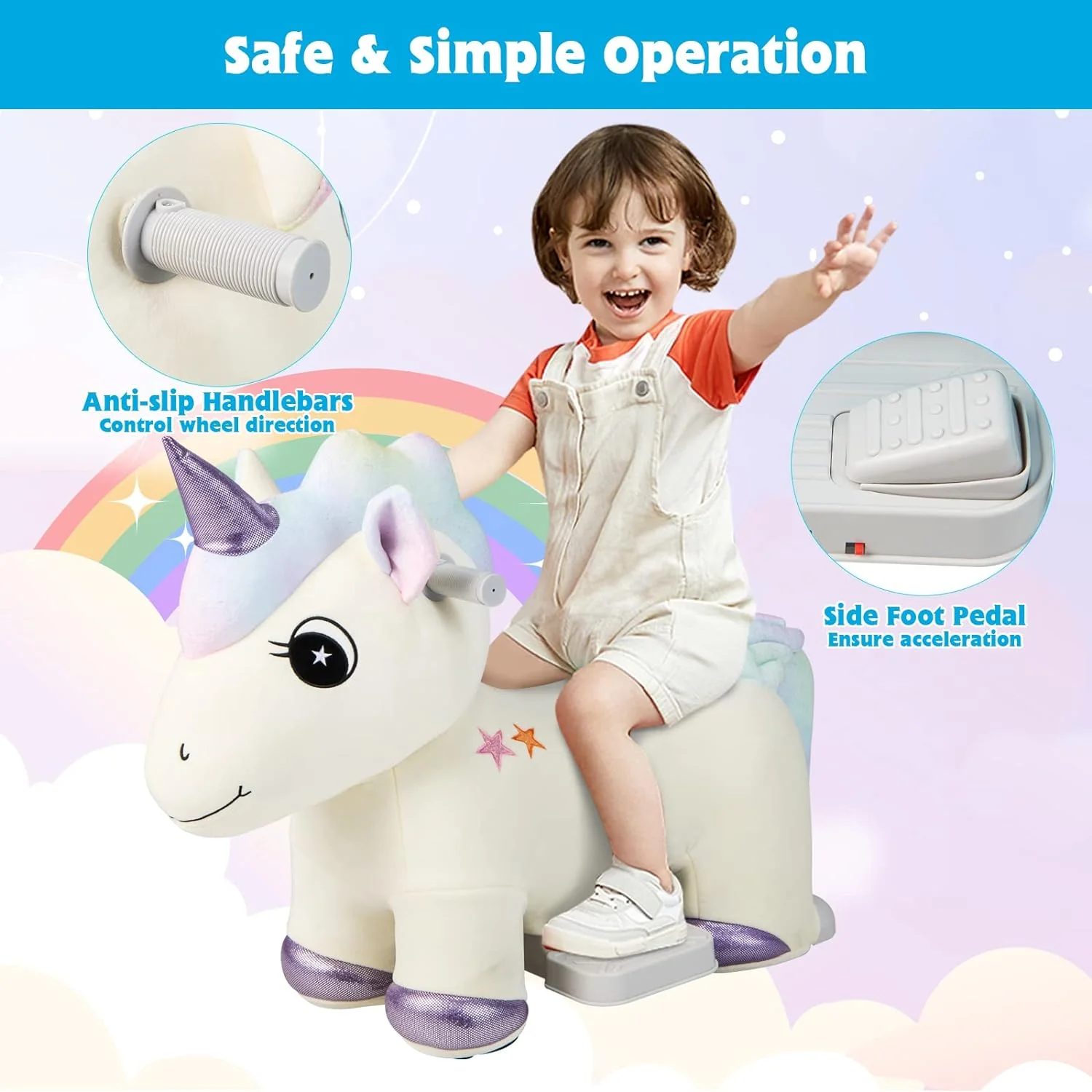 Kids Ride Unicorn, 6V Battery Powered Electric Animal Toy