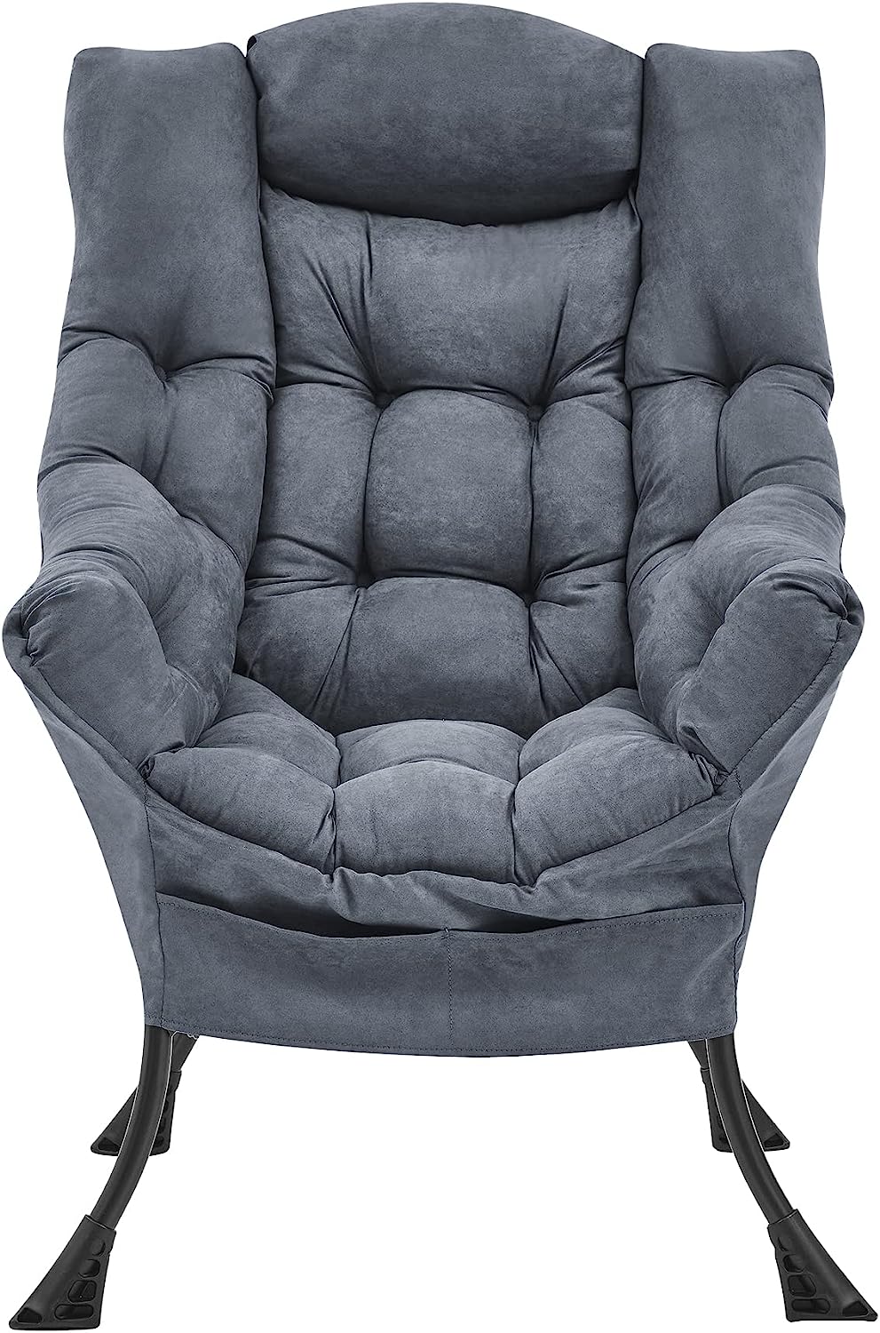 Living and More High Back Sofa Chair, Modern Fabric Lazy Chair, Accent Contemporary Lounge Chair, Cool Grey