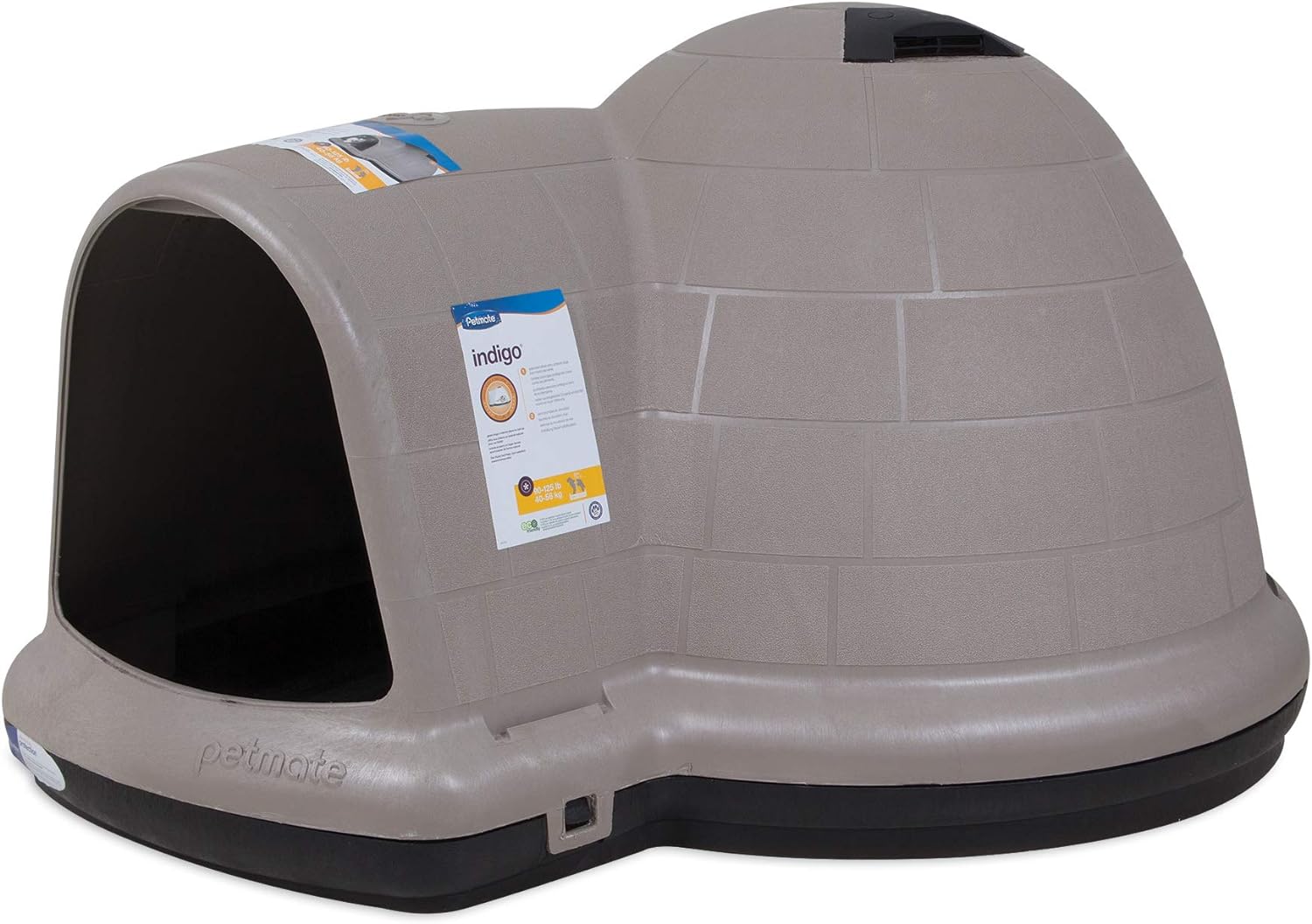 Petmate Indigo Dog House (Igloo Dog House, Made in USA with 90% Recycled Materials, All-Weather Protection Pet Shelter) for XL Dogs -90 to 125 pounds, Made in USA