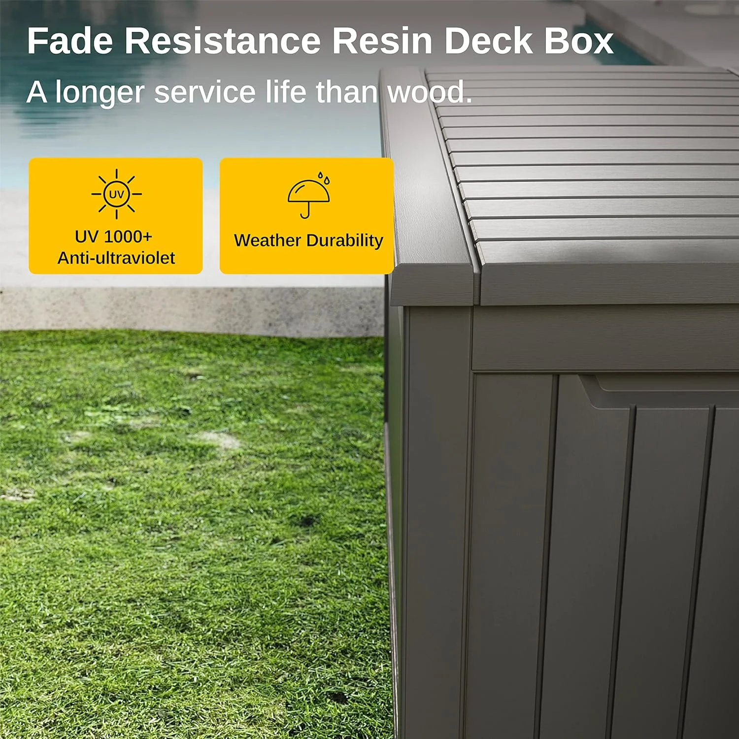 230 Gallon Deck Box, Outdoor Storage Box with Padlock