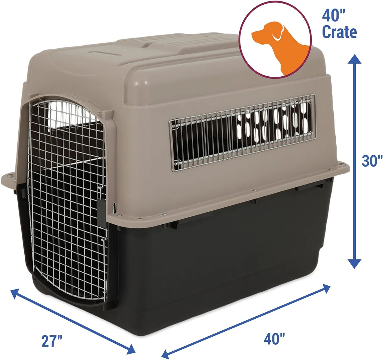 Petmate Ultra Vari Dog Kennel for Extra Large Dogs (Durable, Heavy Duty Dog Travel Crate, Made with Recycled Materials, 48 in. Long) 90 to 125 lbs, Made in USA