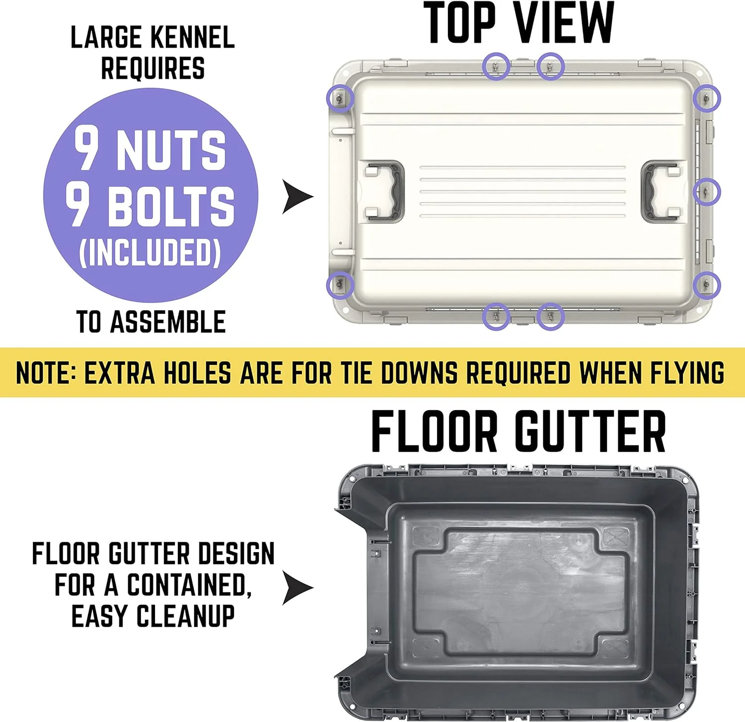 SportPet Designs Plastic Kennels Rolling Plastic Airline Approved Wire Door Travel Dog Crate, XXX-Large, Gray