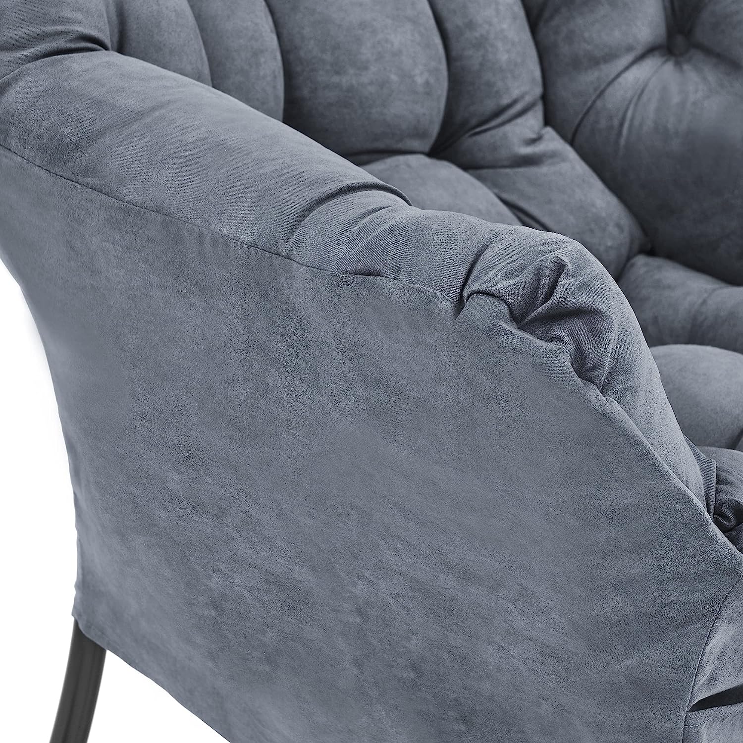 Living and More High Back Sofa Chair, Modern Fabric Lazy Chair, Accent Contemporary Lounge Chair, Cool Grey