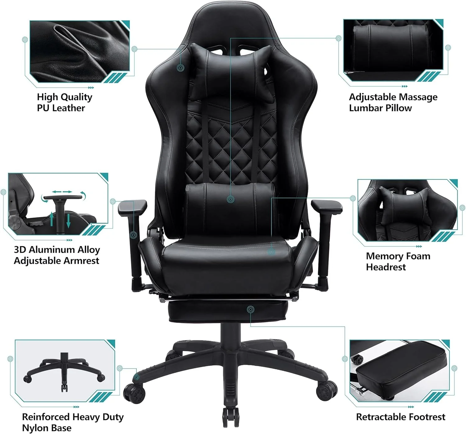 Classic PU Leather Large and Tall Ergonomic Computer Chair