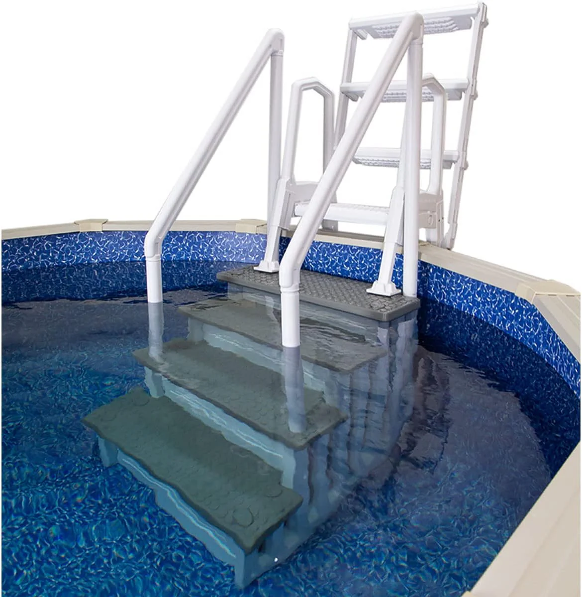 Select Anti-Slip in-Pool Steps | Gray | for Above Ground Swimming Pools | Can Mount to Decks 48