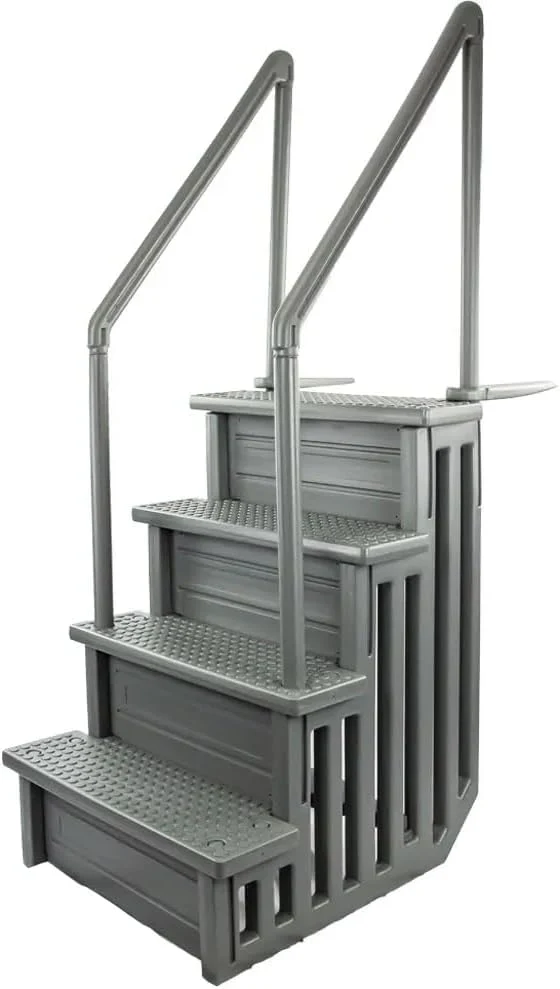 Select Anti-Slip in-Pool Steps | Gray | for Above Ground Swimming Pools | Can Mount to Decks 48