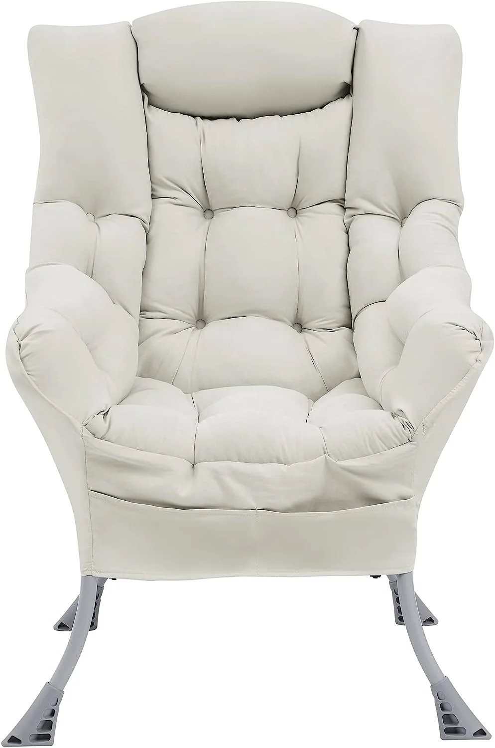 Living and More High Back Sofa Chair, Modern Fabric Lazy Chair, Accent Contemporary Lounge Chair, Cool Grey