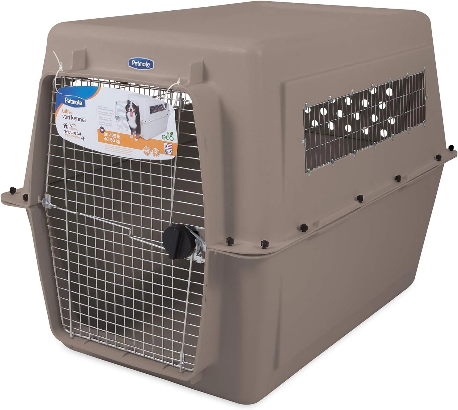 Petmate Ultra Vari Dog Kennel for Extra Large Dogs (Durable, Heavy Duty Dog Travel Crate, Made with Recycled Materials, 48 in. Long) 90 to 125 lbs, Made in USA