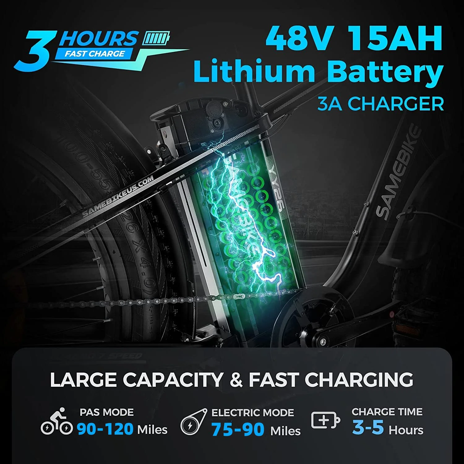 Outdoor electric bike with 48V/15Ah lithium battery