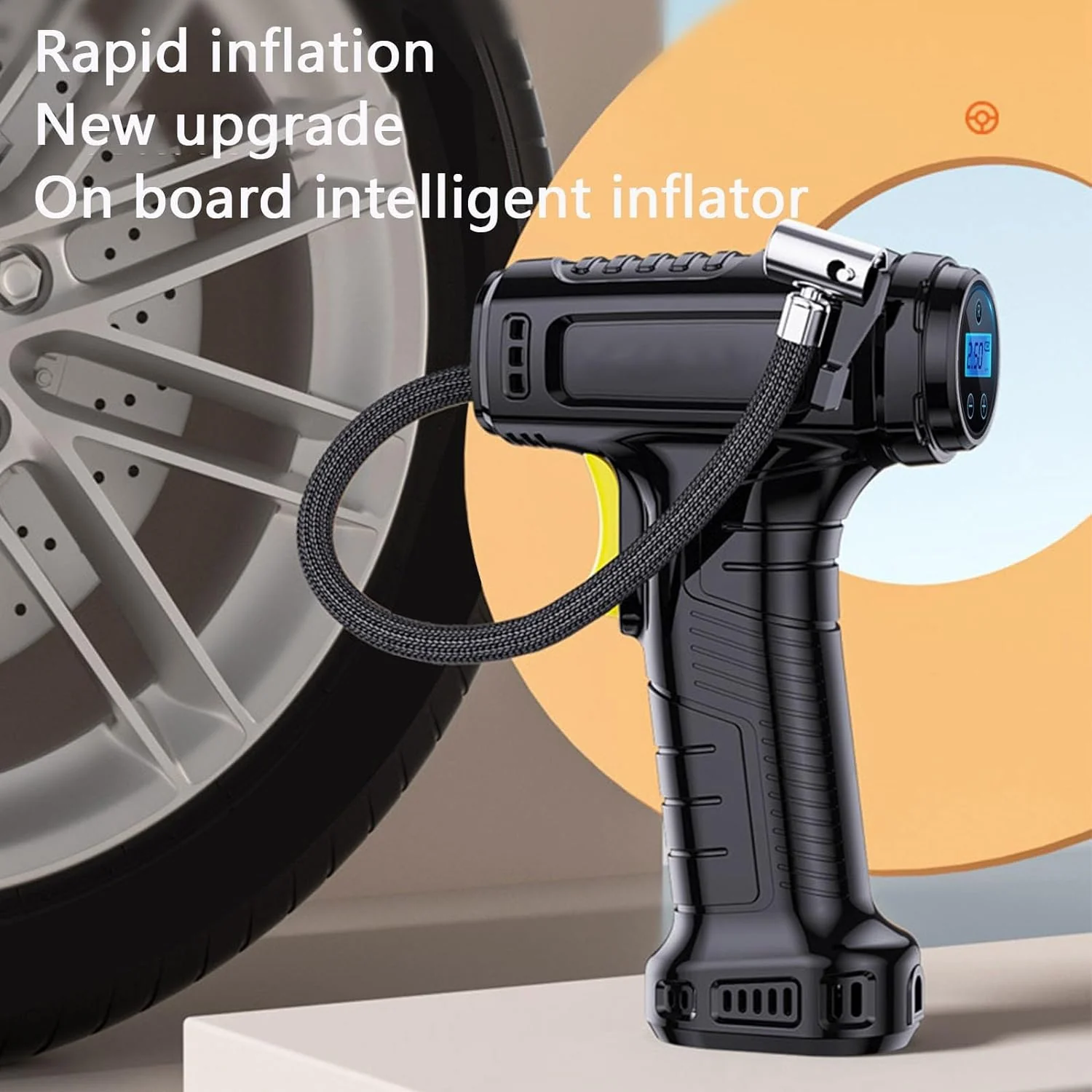 Tire Inflator Pump with Emergency LED Light - 12V