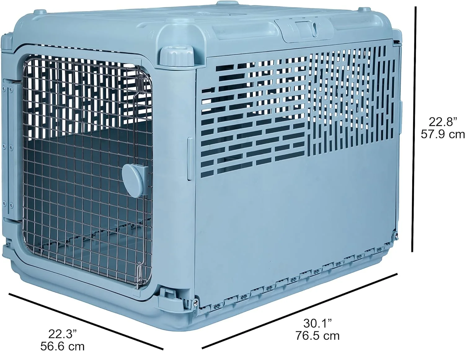 SportPet Designs Plastic Kennels Rolling Plastic Airline Approved Wire Door Travel Dog Crate, XXX-Large, Gray