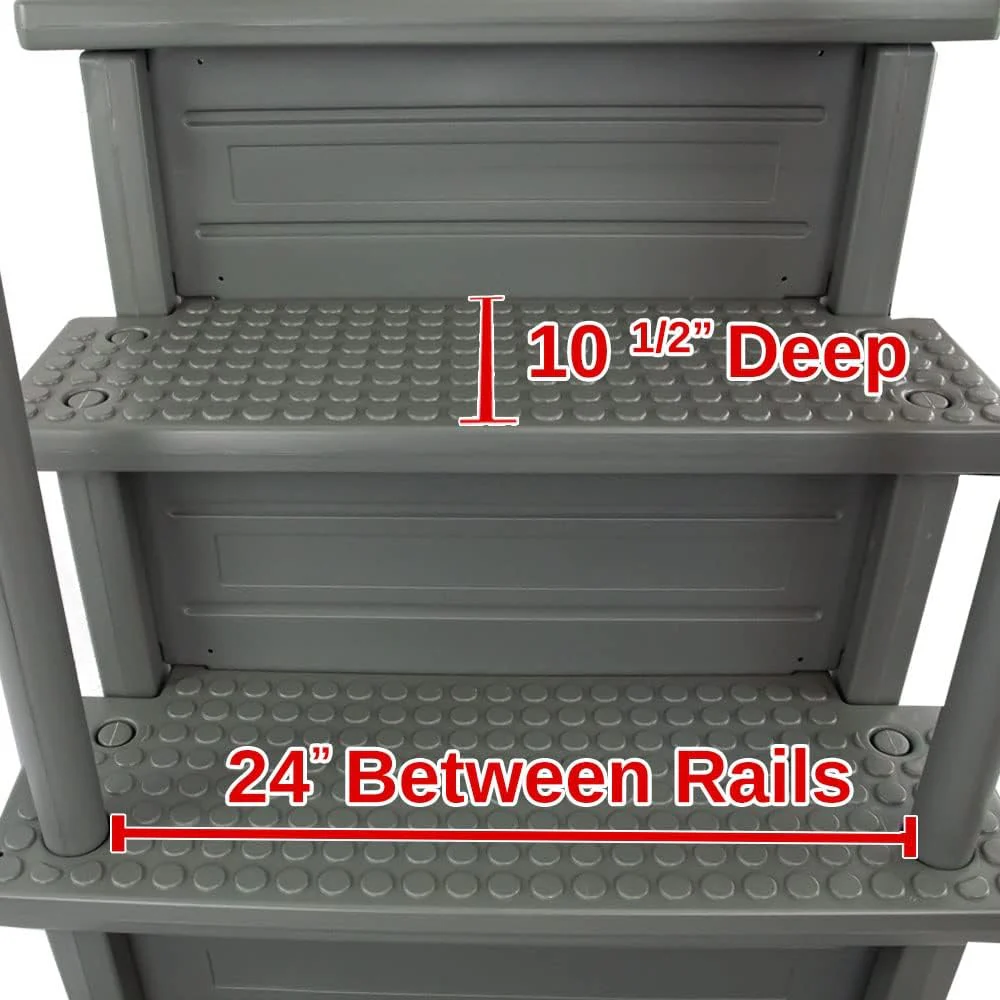 Select Anti-Slip in-Pool Steps | Gray | for Above Ground Swimming Pools | Can Mount to Decks 48