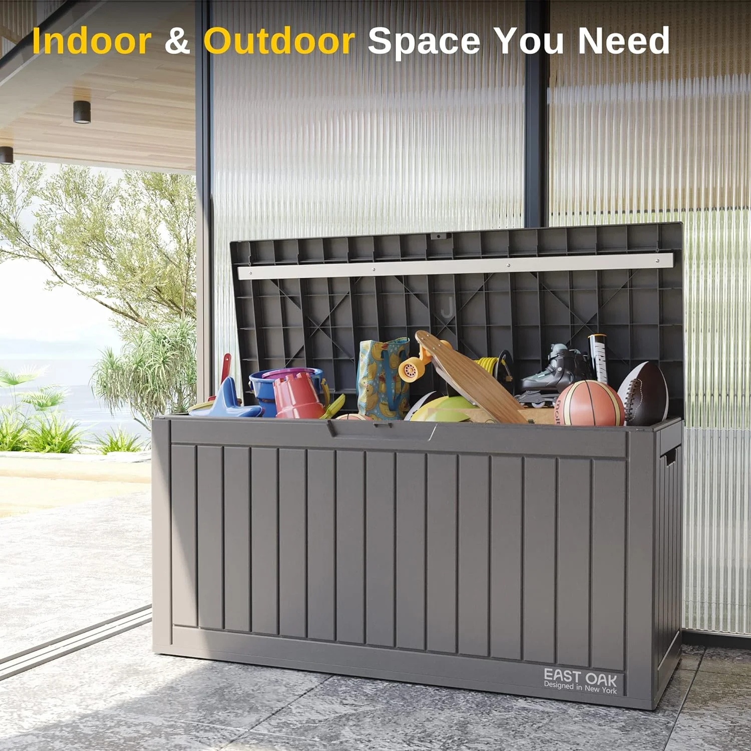 230 Gallon Deck Box, Outdoor Storage Box with Padlock