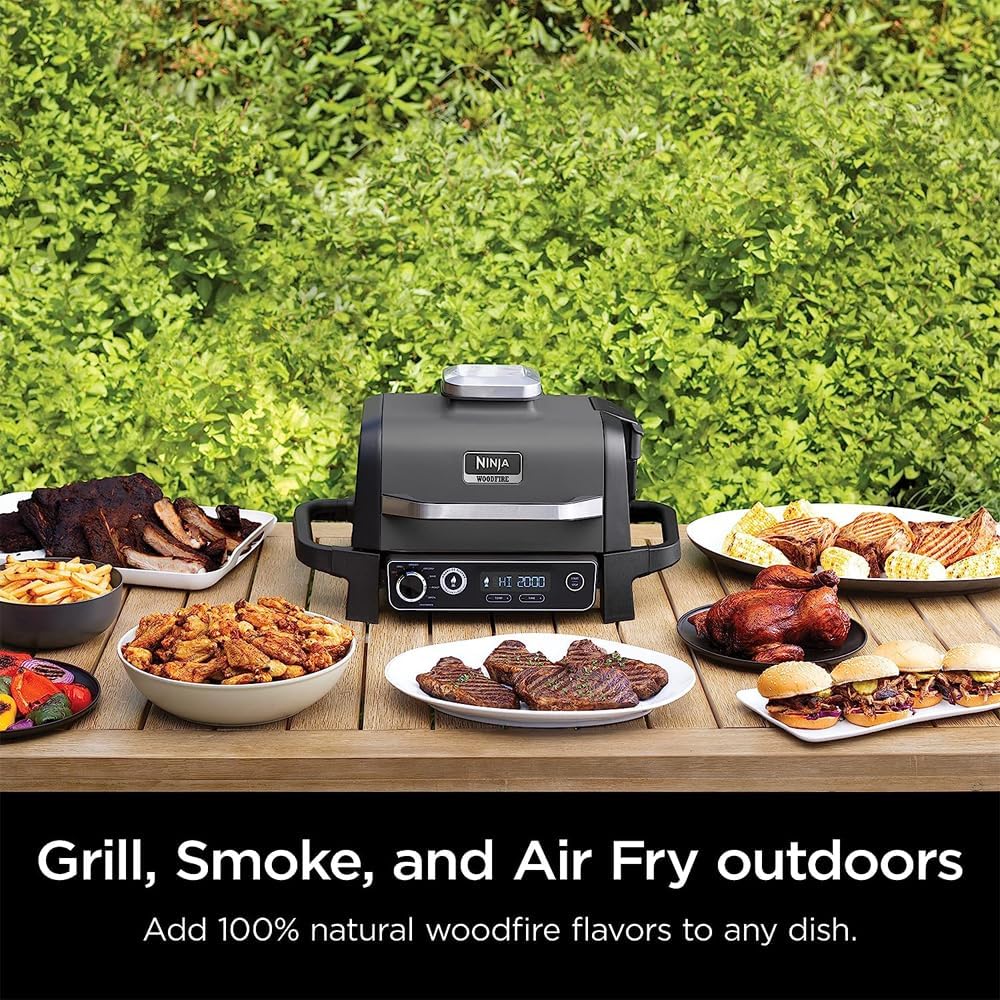 Professional Outdoor Grill and Smoker, Built-in Thermometer, 7-in-1 main grill, BBQ Smoker, Air Fryer, Bake, Bake, dehydrate, Grill, Firewood Pellet, Portable, electric (updated)