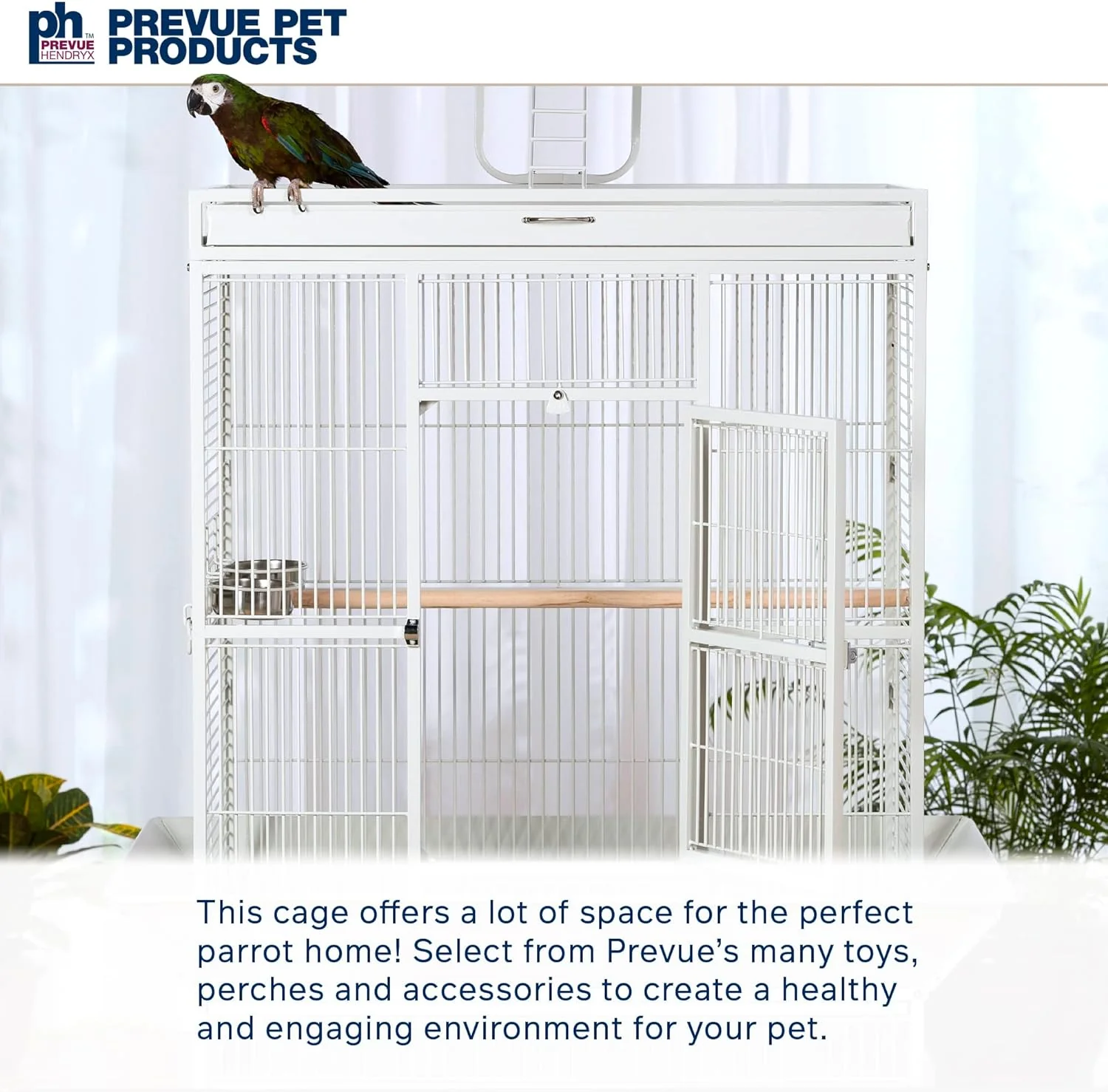 Pet Products Wrought Iron Select Bird Cage 3154C, Chalk White, 36-Inch by 24-Inch by 66-Inch