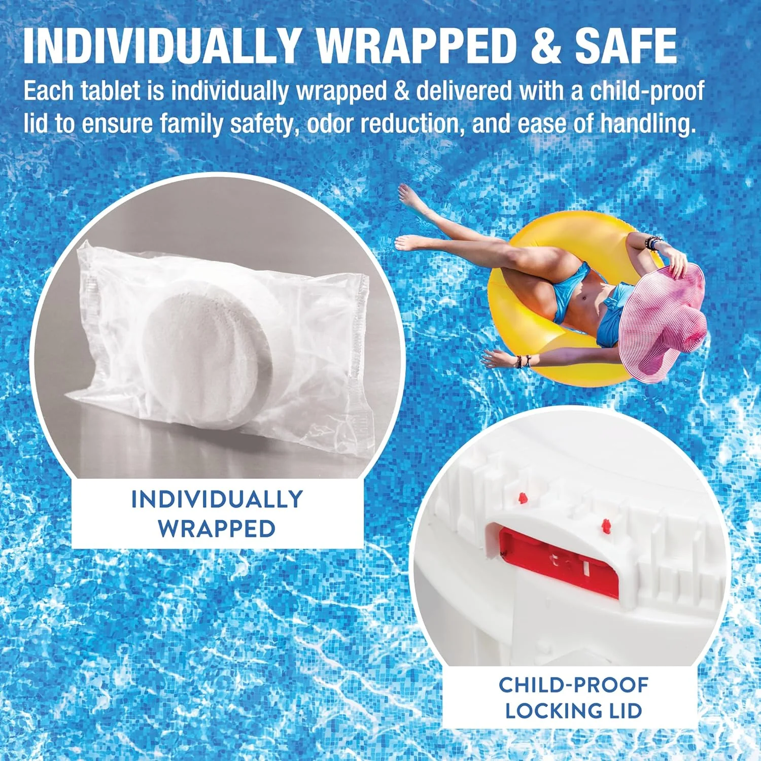 Doheny's 3 Inch Stabilized Chlorine Tablets | Pro-Grade Pool Sanitizer, Long Lasting, Slow Dissolving, 99% Pure Tri-Chlor, Individually Wrapped - 50lb