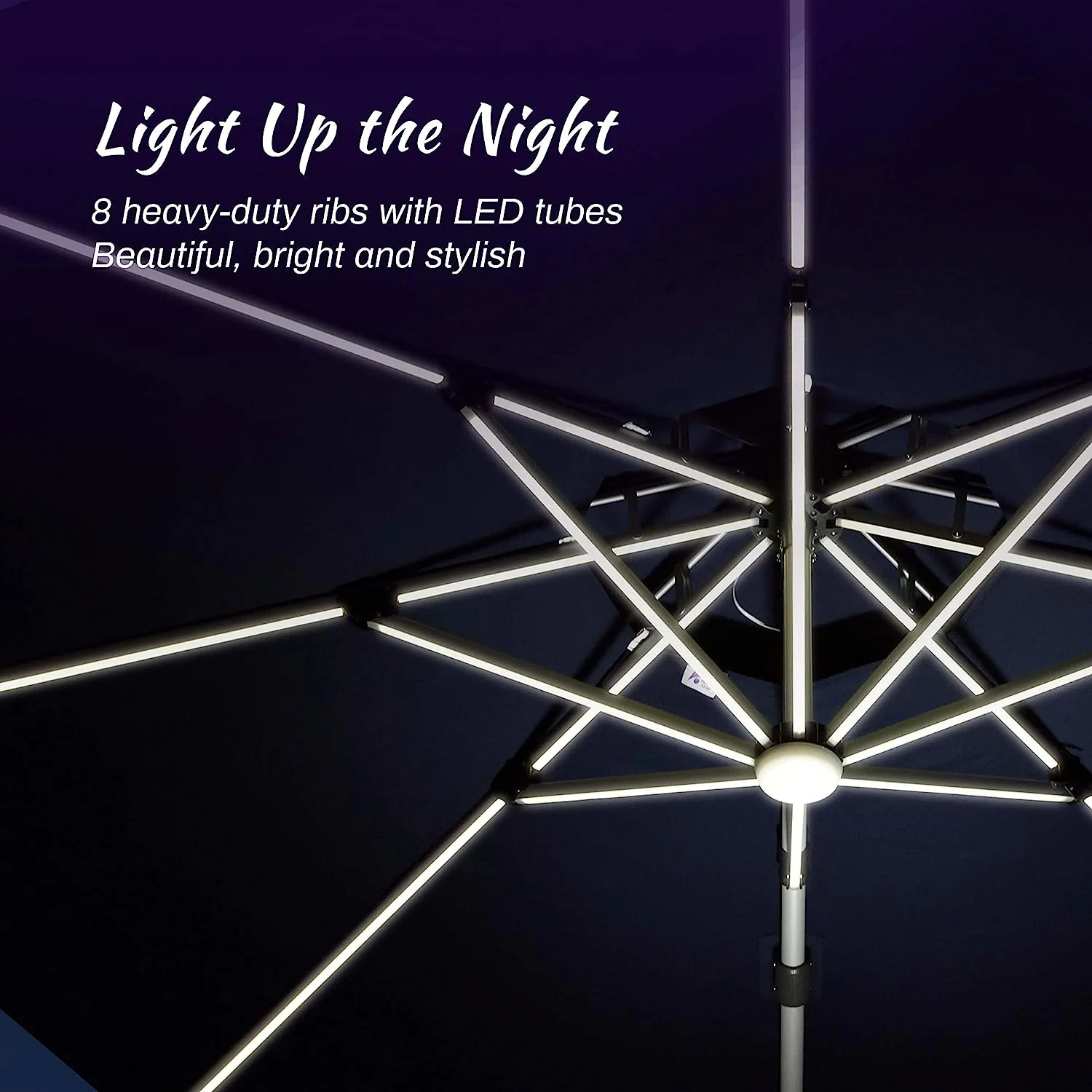 12ft Solar LED Patio Umbrella Outdoor Round Umbrella Large Cantilever Umbrella with LED Lights Windproof Bias Umbrella Heavy Duty Parasol for Garden Deck Pool Patio