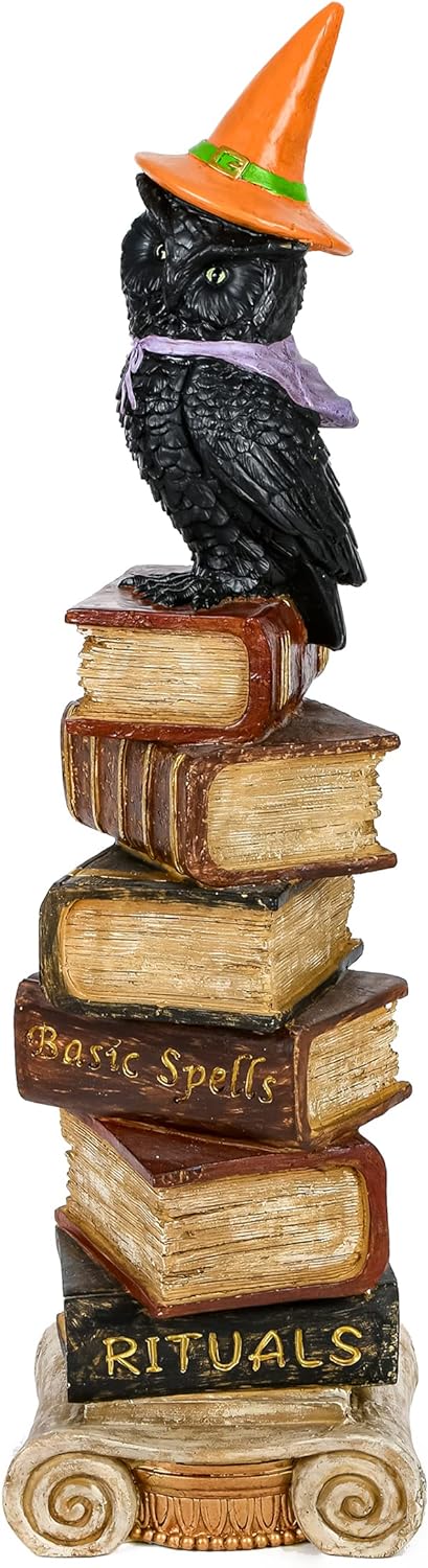 Owl on stack of books, Halloween series