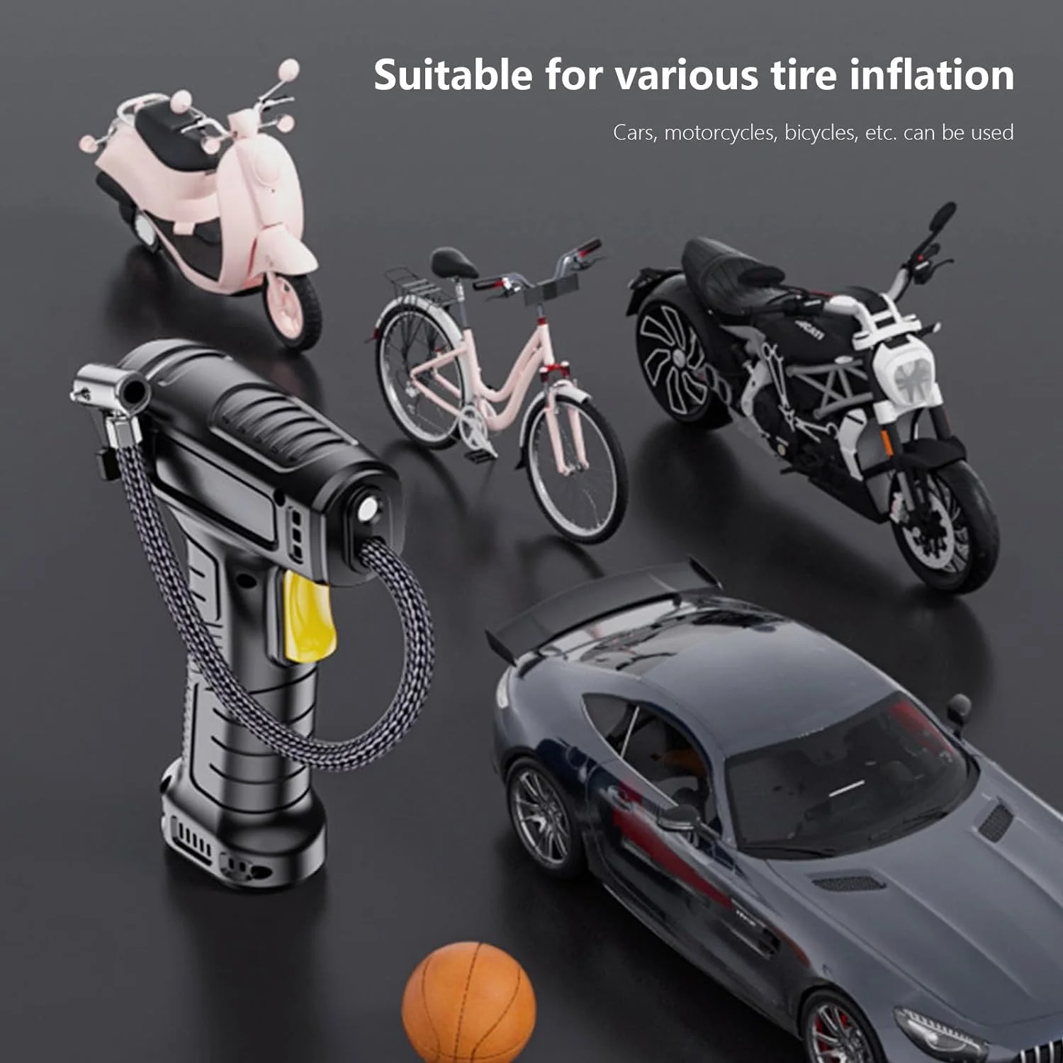 Tire Inflator Pump with Emergency LED Light - 12V