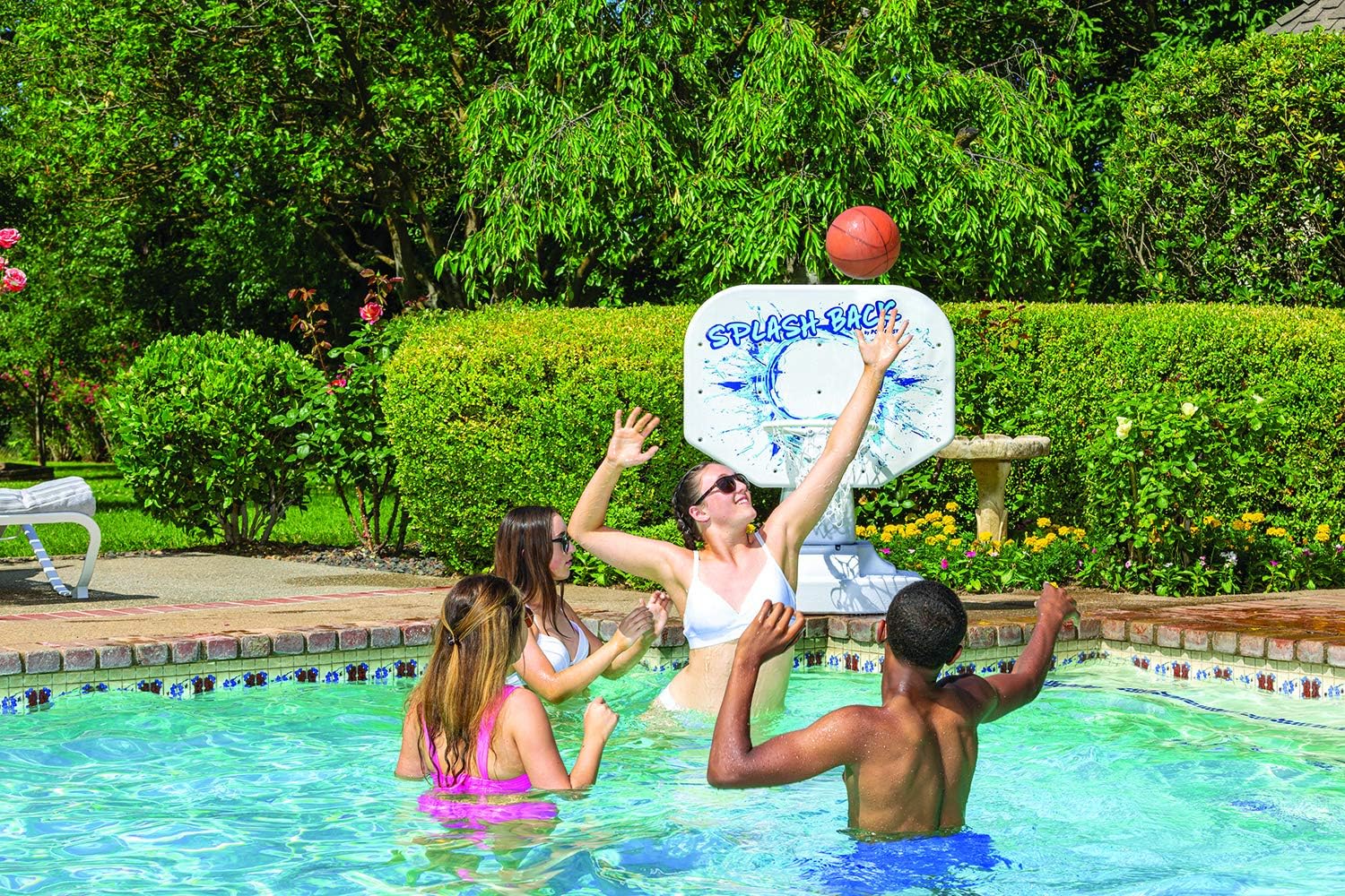 Splashback Poolside Basketball Game , Blue 34W x 38D x 45H in.