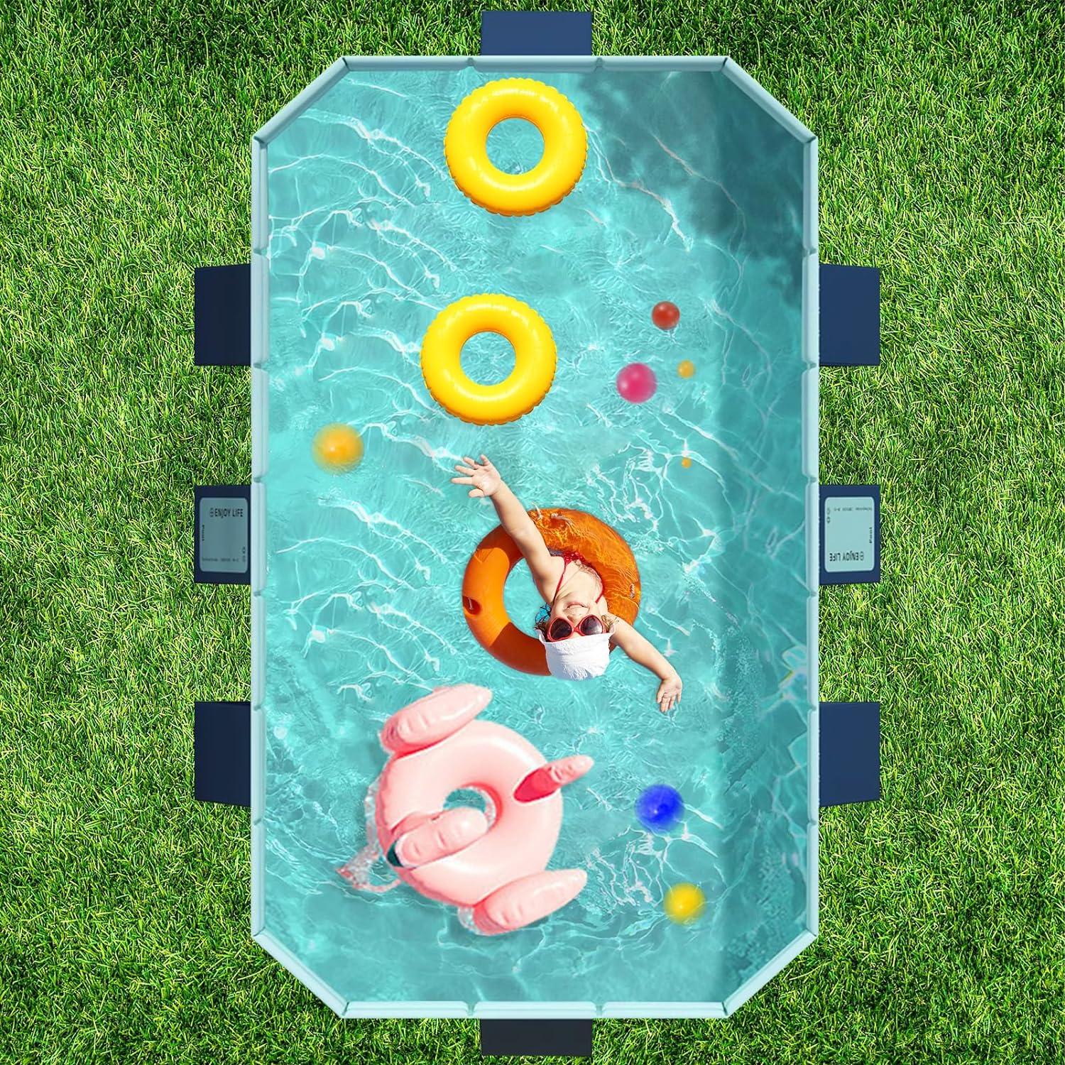 Foldable Non-Inflatable Kids' and Adults' Outdoor Swimming Pool - Hard Plastic Shell, Kid Pool for Backyard Dog Pools (158