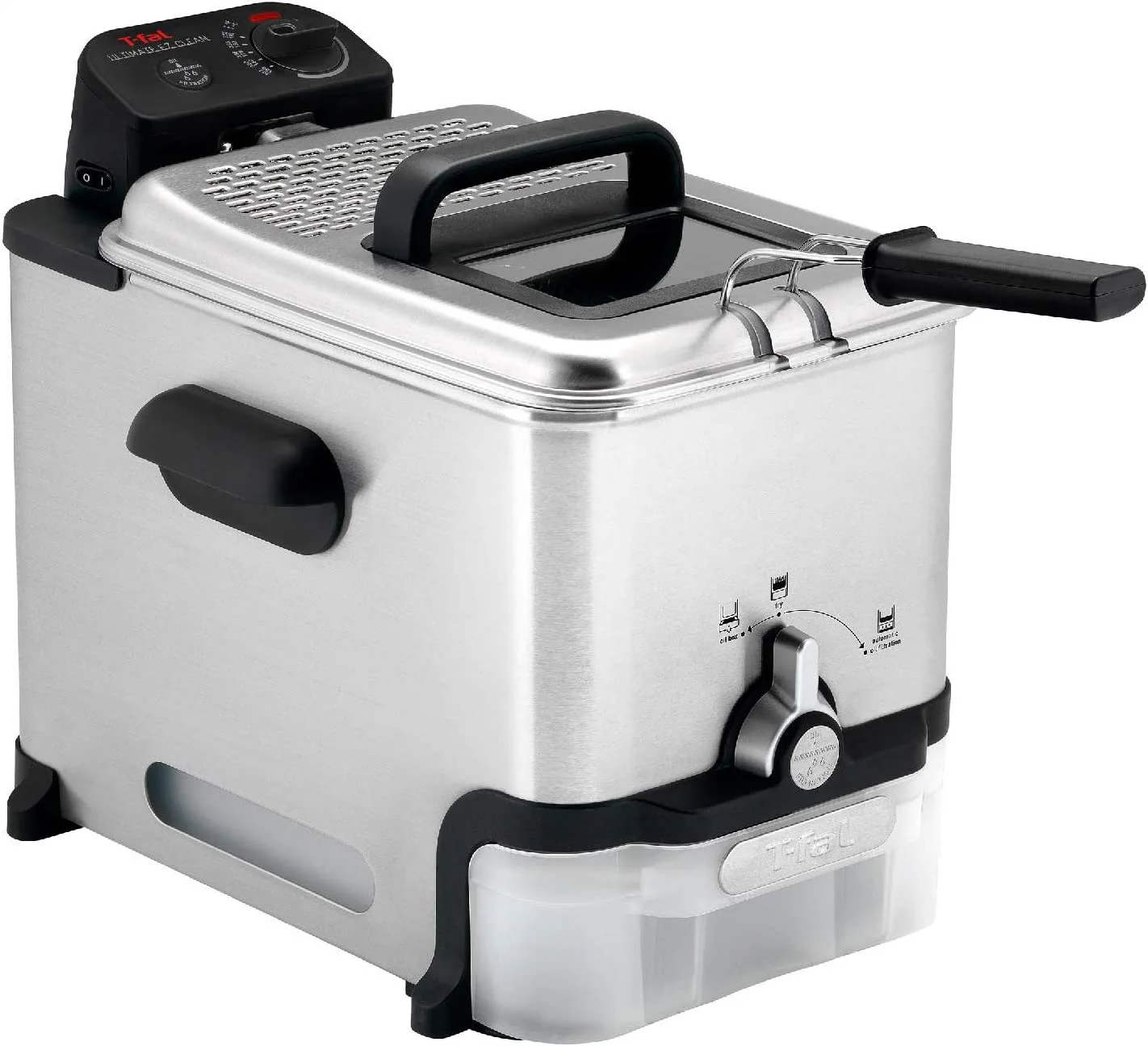 T-Fal Ultimate Steel Deep Fryer with Basket 3.5 Liter Oil and 2.6 Pound Food Capacity