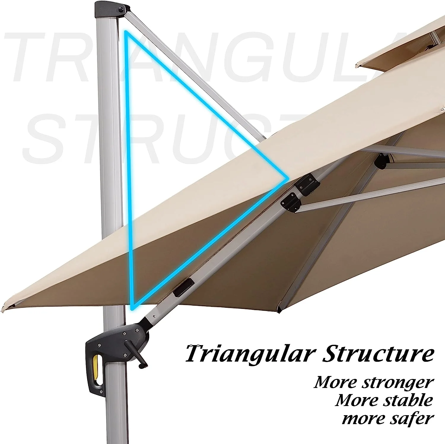 12ft Solar LED Patio Umbrella Outdoor Round Umbrella Large Cantilever Umbrella with LED Lights Windproof Bias Umbrella Heavy Duty Parasol for Garden Deck Pool Patio