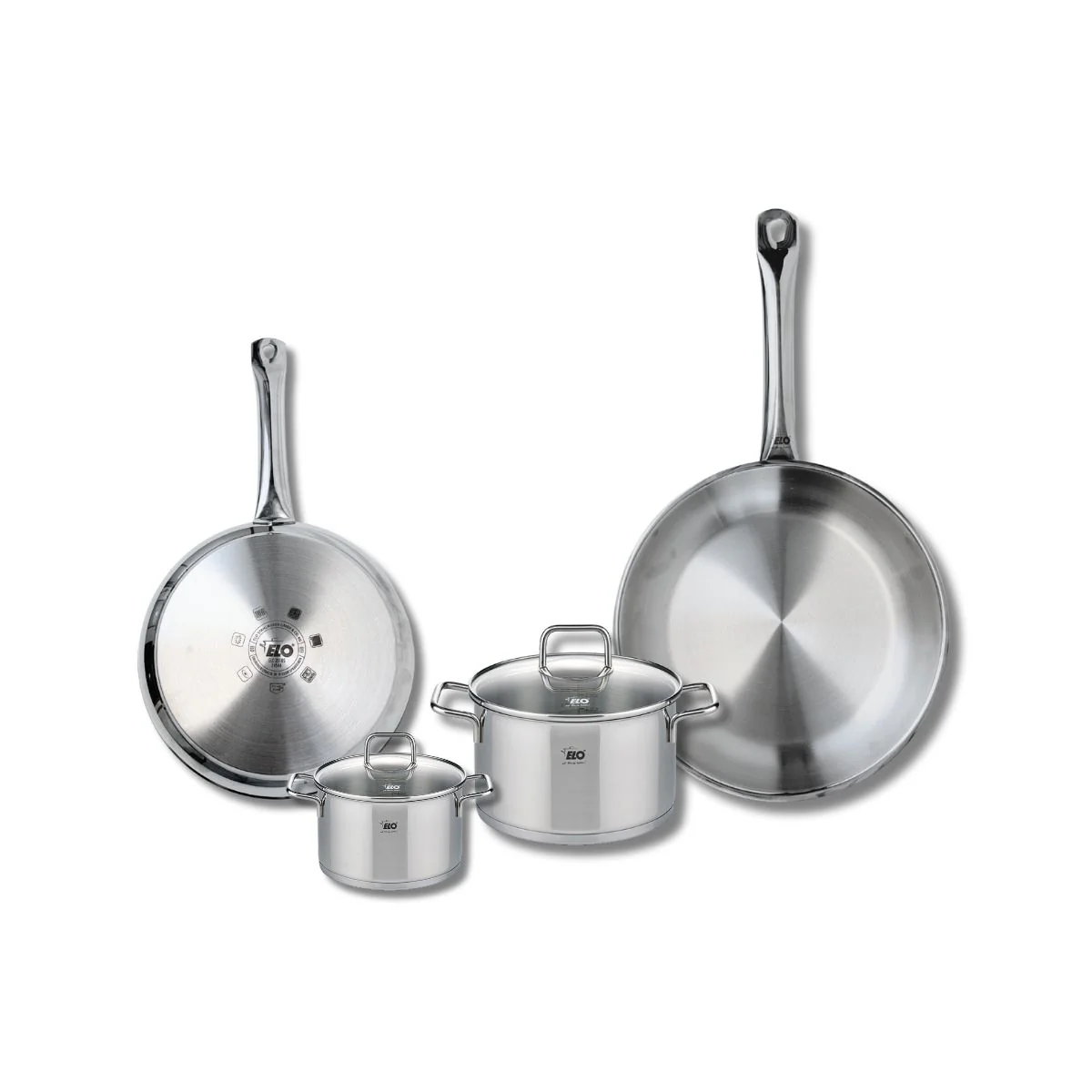 Set de 2 Poêles de cuisson 24 et 28 cm et 2 faitouts 12 et 16 cm Elo Profi Citrin Elo