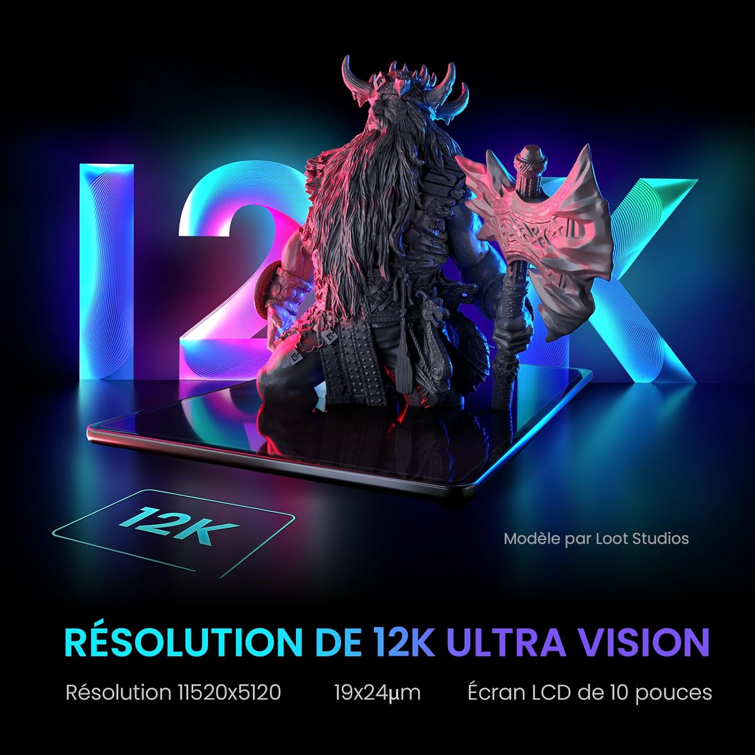 ELEGOO Saturn 4 Ultra Imprimante 3D Résine, LCD Mono 12K de 10 Pouces, Haute Vitesse de 150 mm/h, Nivellement Automatique et Intelligente, Transfert WiFi, Taille d'impression 218,88x122,88x220 mm³