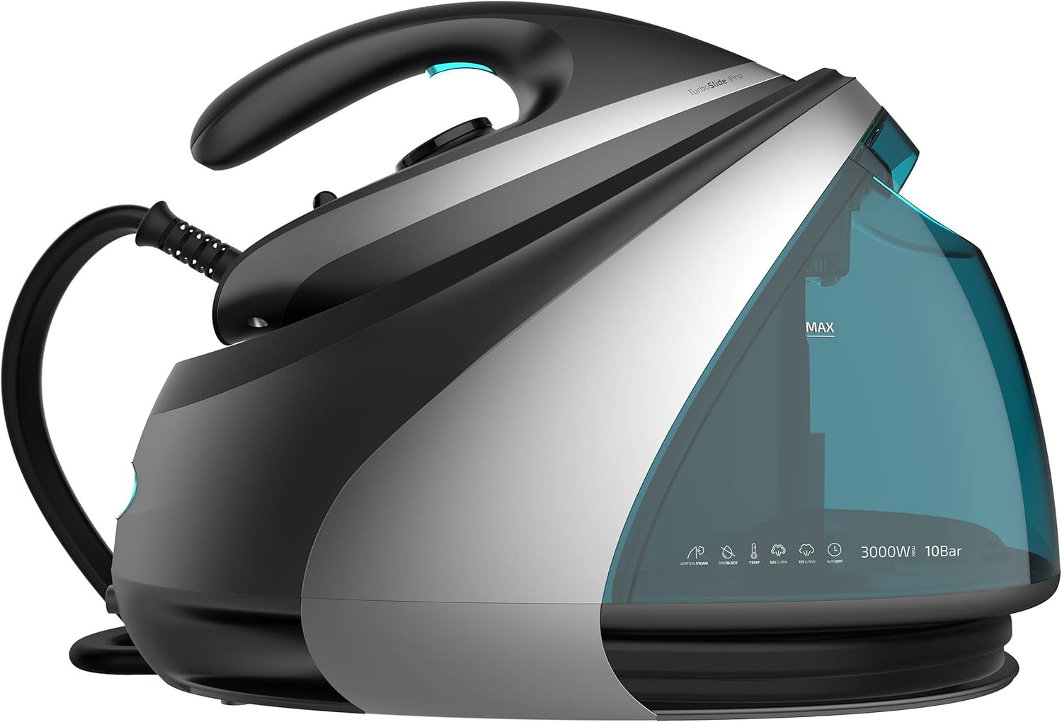 Cecotec Centrale vapeur intelligente Total Iron 10100 Pro. fer à repasser vertical et horizontal, aspiration et soufflerie, 5 programmes pour 5 tissus, 220 g/min et 5 bars.