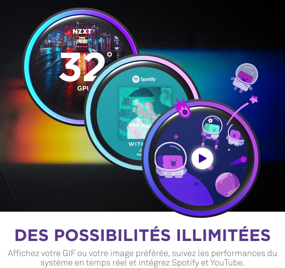 NZXT Kraken Elite 280 RGB - Refroidisseur de liquide CPU AIO - Radiateur 280mm - Ventilateur F280 RGB - IPS LCD 2,72 personnalisable - Turbine Pump - LGA 1700 1200 115X 1851 / AM5 AM4 - Noir