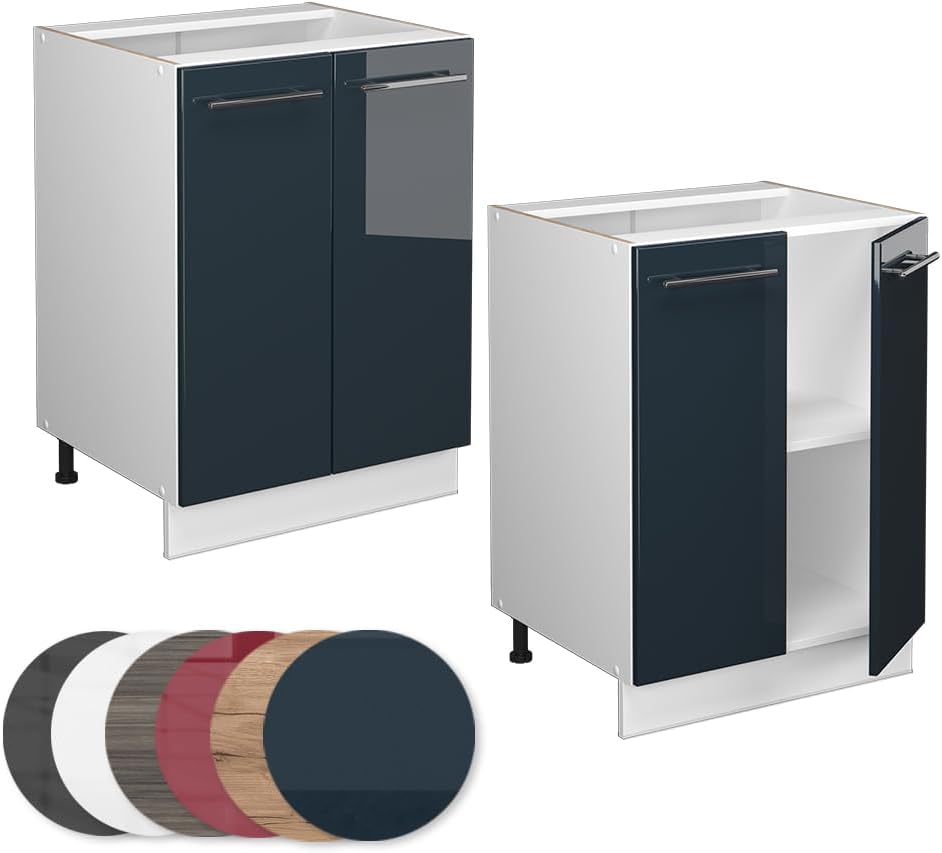 Vicco Meuble pour Four Fame-Line, Blanc Haute Brillance/Blanc, 60 cm avec étagères Ouvertes