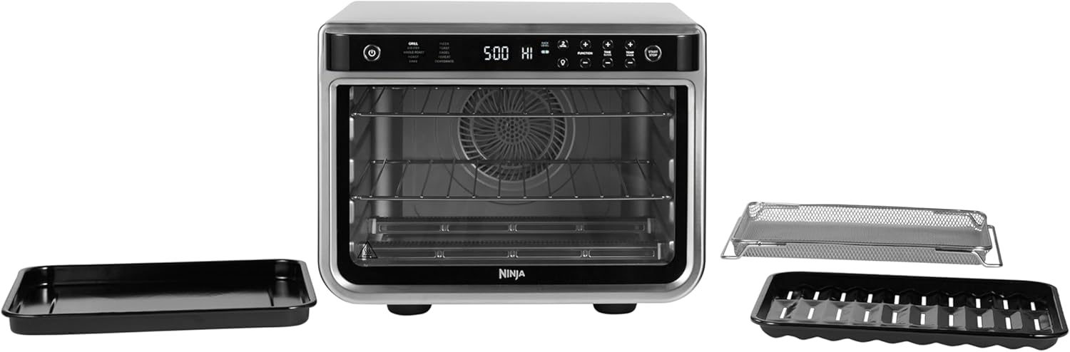 Ninja Foodi Four Multifonction 10-en-1, mini-four portable, surfaces de travail, four multifonction avec 10 fonctions de cuisson; Air Fry, Roast, Grill, Bake and more, Silver/Black DT200EU