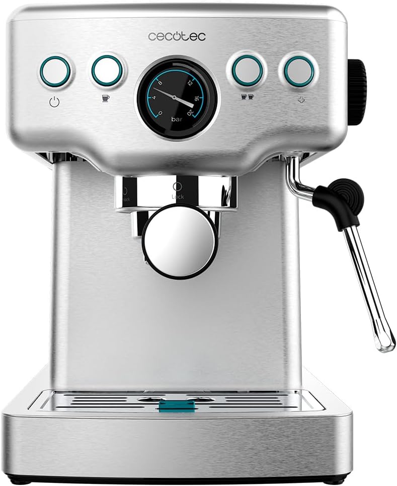 Cecotec Machine à café Express Power Espresso 20 Barista Cream. 2 Thermoblocks, 20Bars, Manomètre, Mode Auto pour 1 et 2 Café(s), Buse vapeur Orientable, Conduit pour Infusions, 2900W.