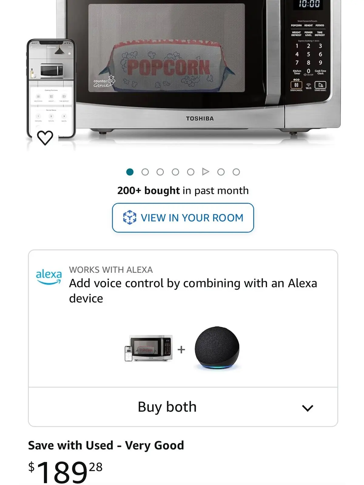 TOSHIBA ML-EM34P(SS) Smart Countertop Microwave, Sensor Reheat, Works With Alexa & Remote Control, Kitchen Essentials, Mute Function&ECO Mode, 1100W, 1.3 Cu Ft, With 12.4