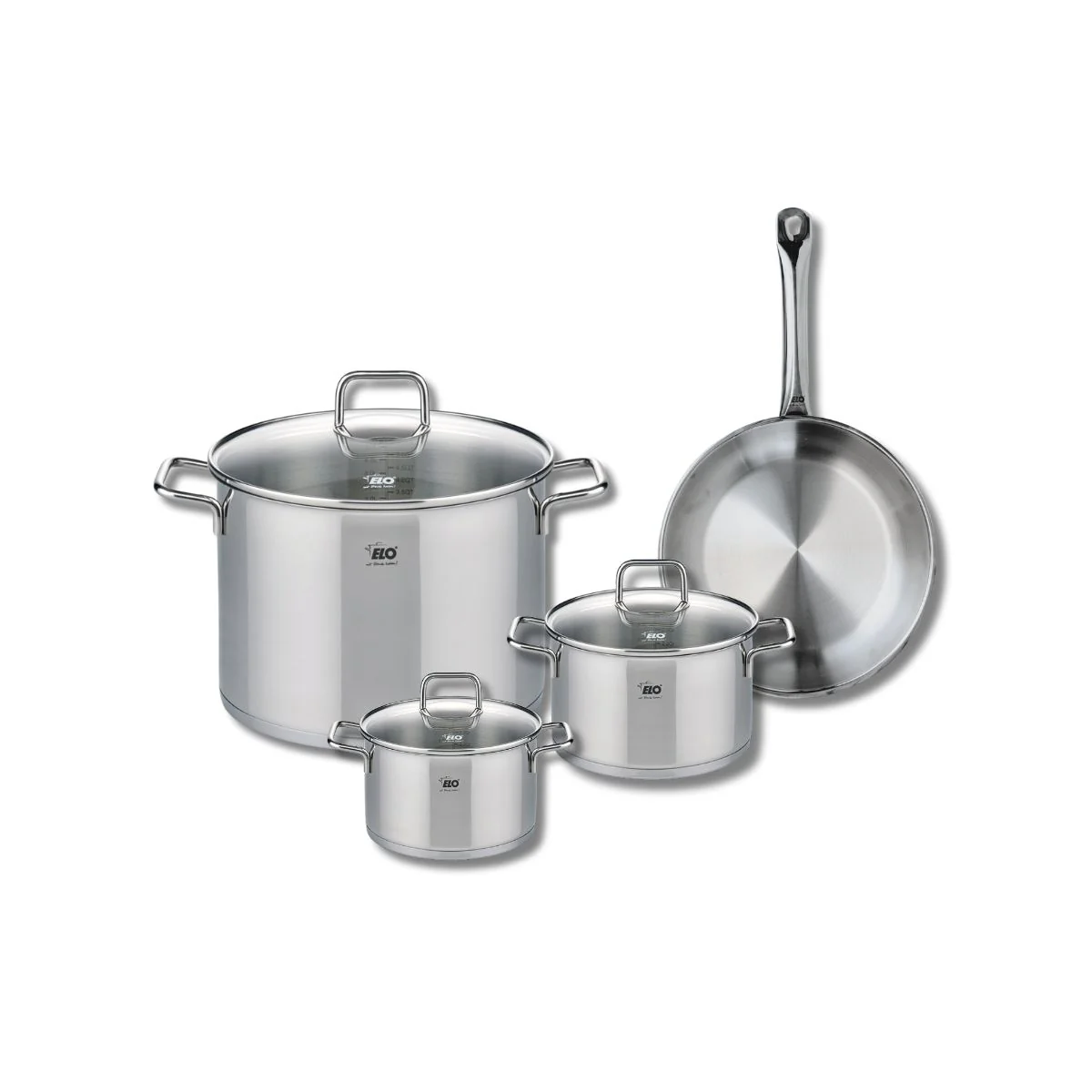 Ensemble de 1 Poêle de cuisson 24 cm et 3 faitouts 14, 16 et 26 cm Elo Profi Citrin Elo